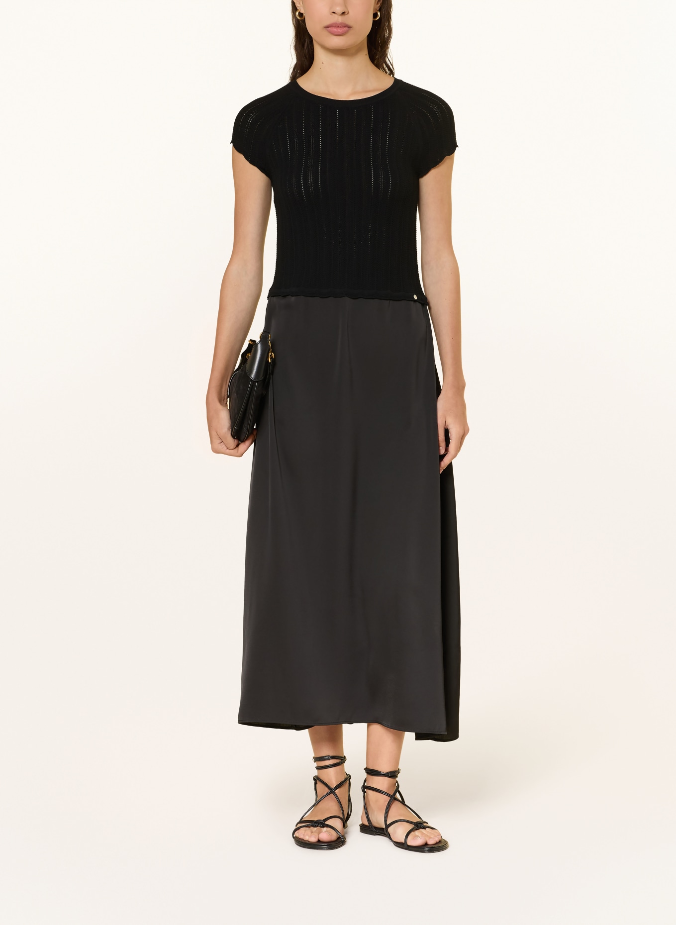 BOSS FICELLA dress in a mix of materials: BLACK