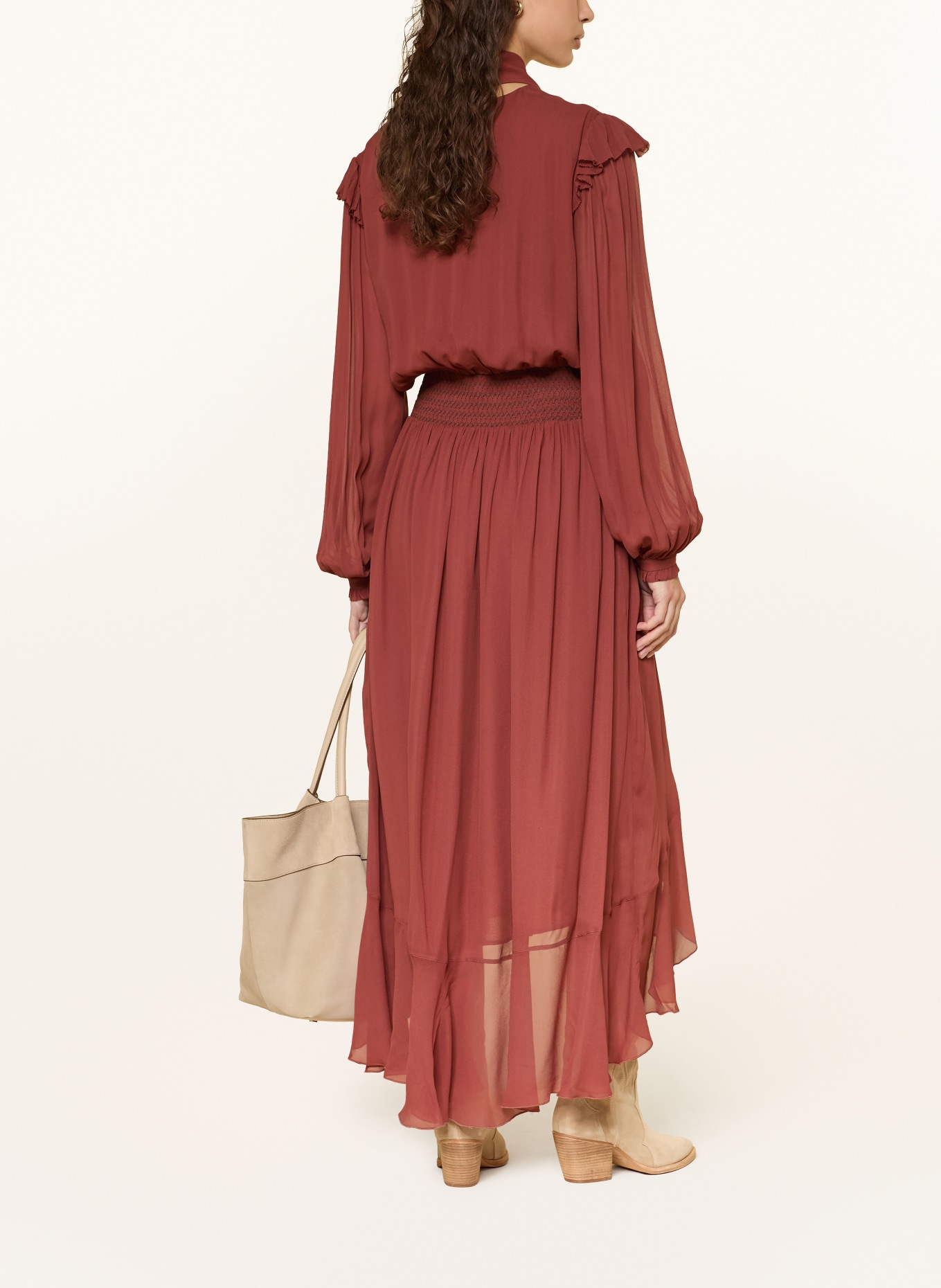 BOSS Robe DOMINGUE avec col amovible et volants: ORANGE FONCÉ