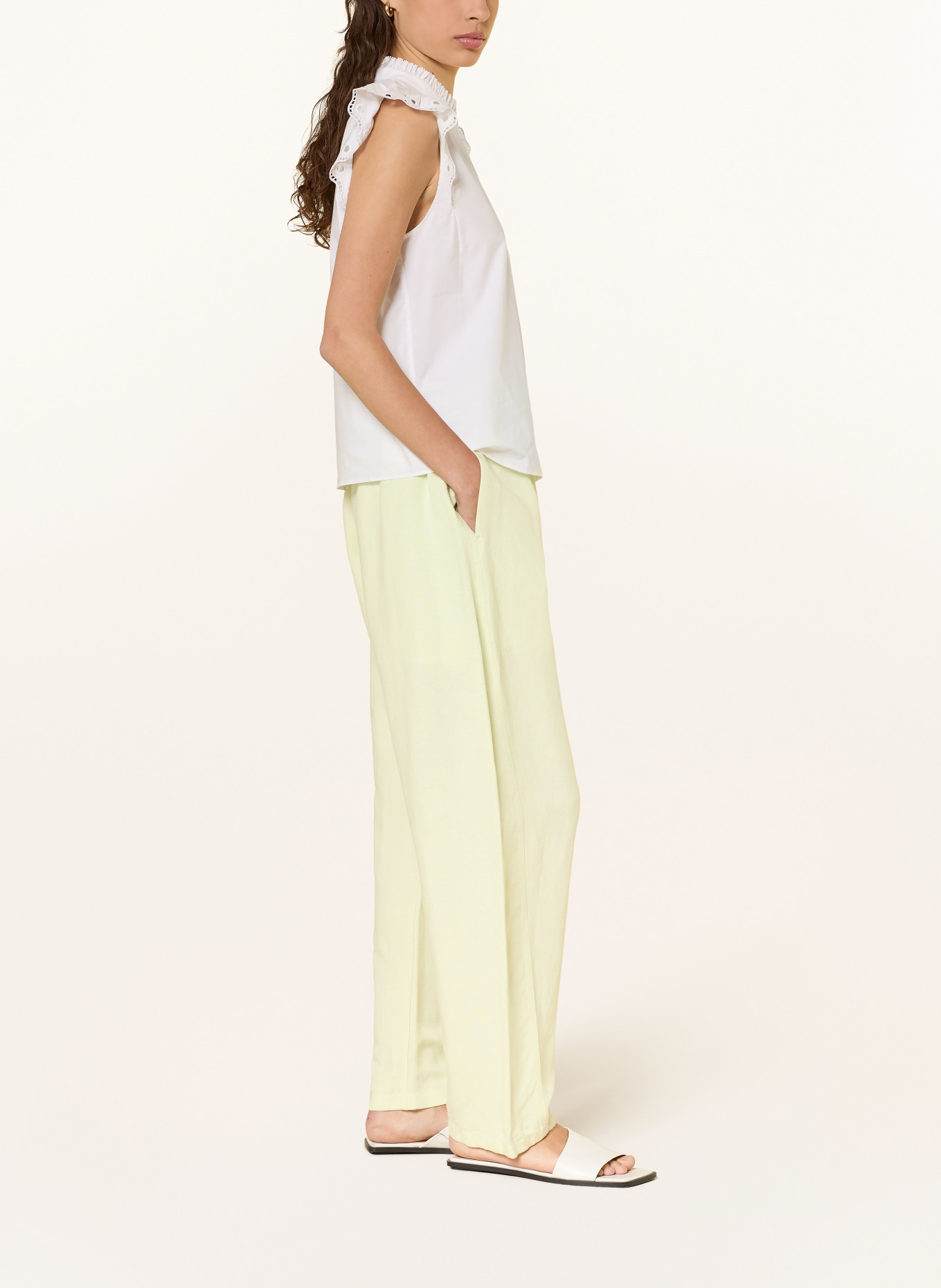 BOSS Hose TALINEN mit Leinen: HELLGRÜN