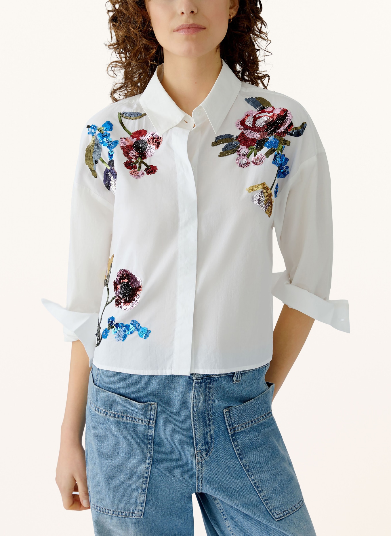 oui Košile s flitry: BÍLÁ / TMAVĚ ČERVENÁ / MODRÁ