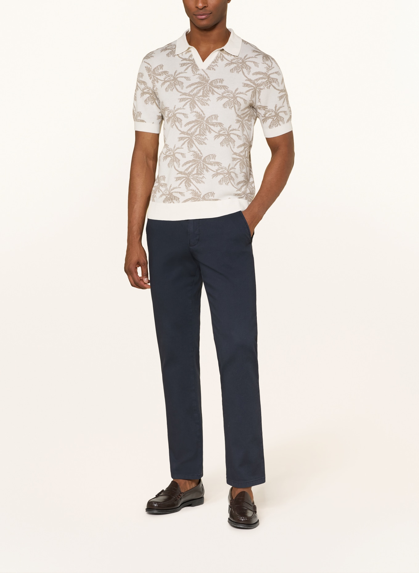 STROKESMAN'S Strick-Poloshirt: CREME / TAUPE