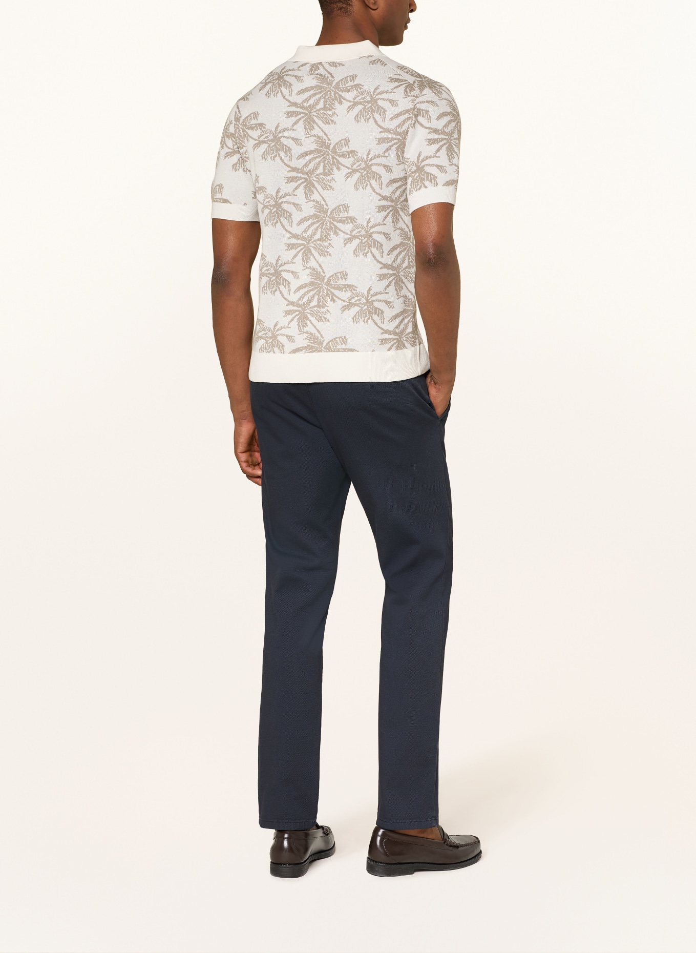 STROKESMAN'S Strick-Poloshirt: CREME / TAUPE