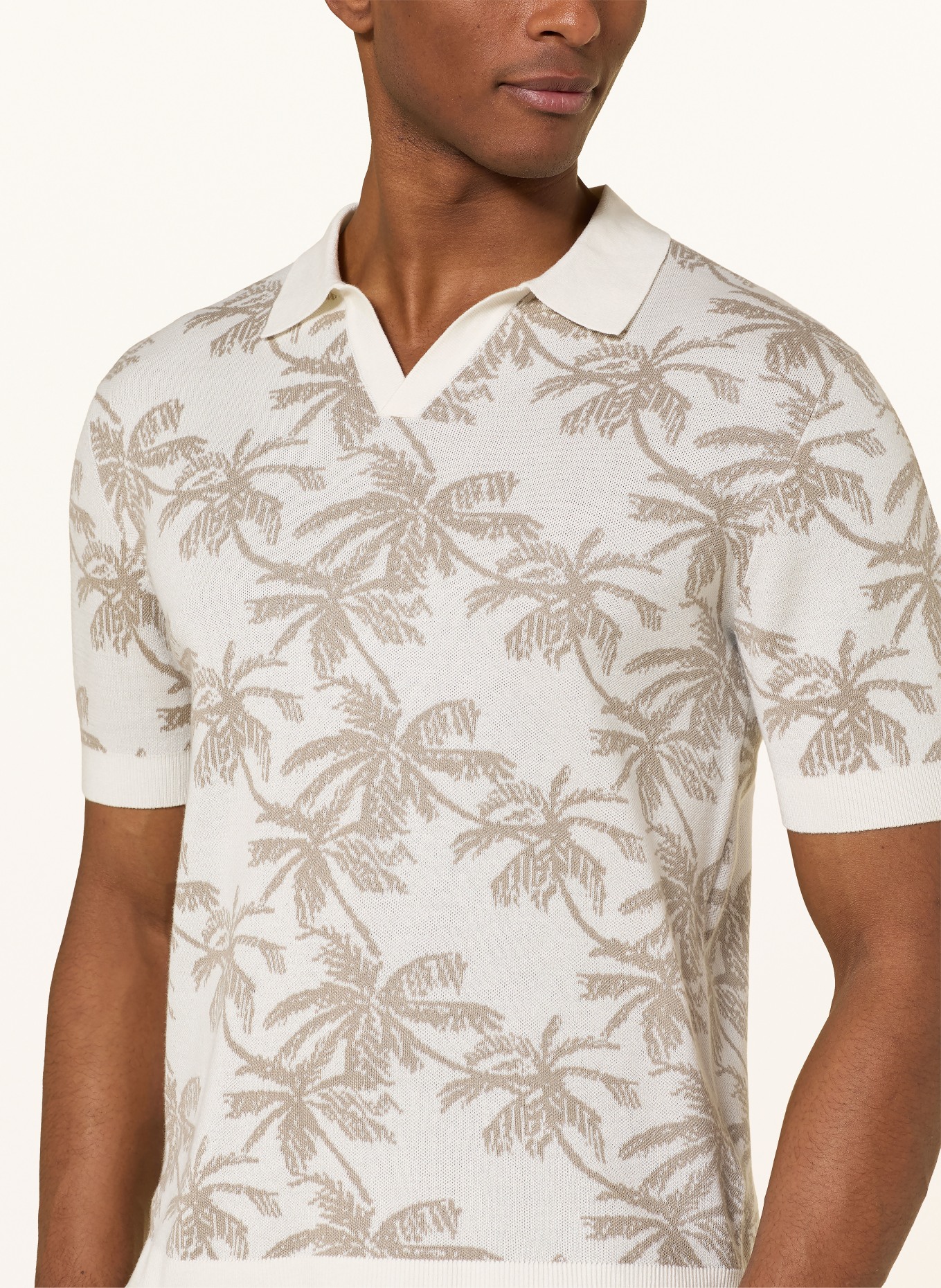 STROKESMAN'S Strick-Poloshirt: CREME / TAUPE