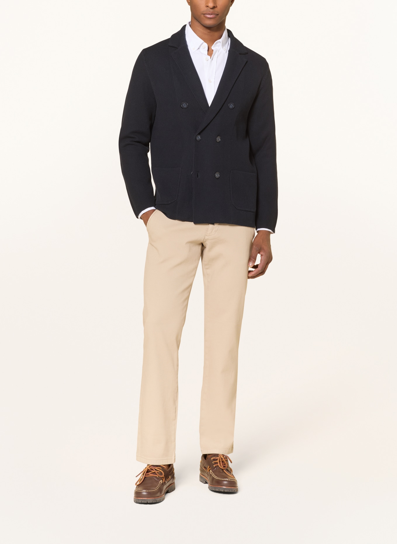 STROKESMAN'S Pletené sako Regular Fit: TMAVĚ MODRÁ