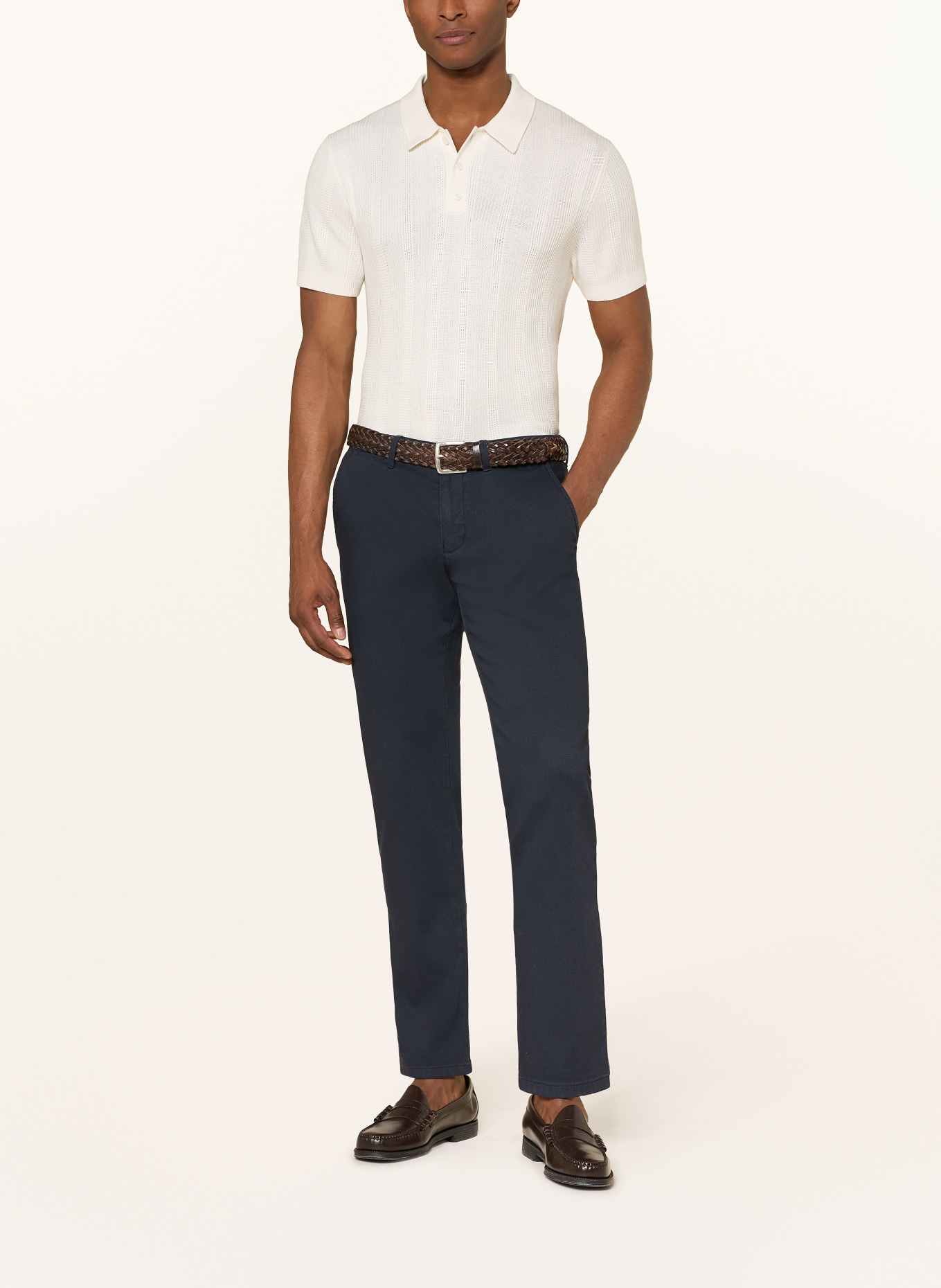 STROKESMAN'S Strick-Poloshirt: WEISS