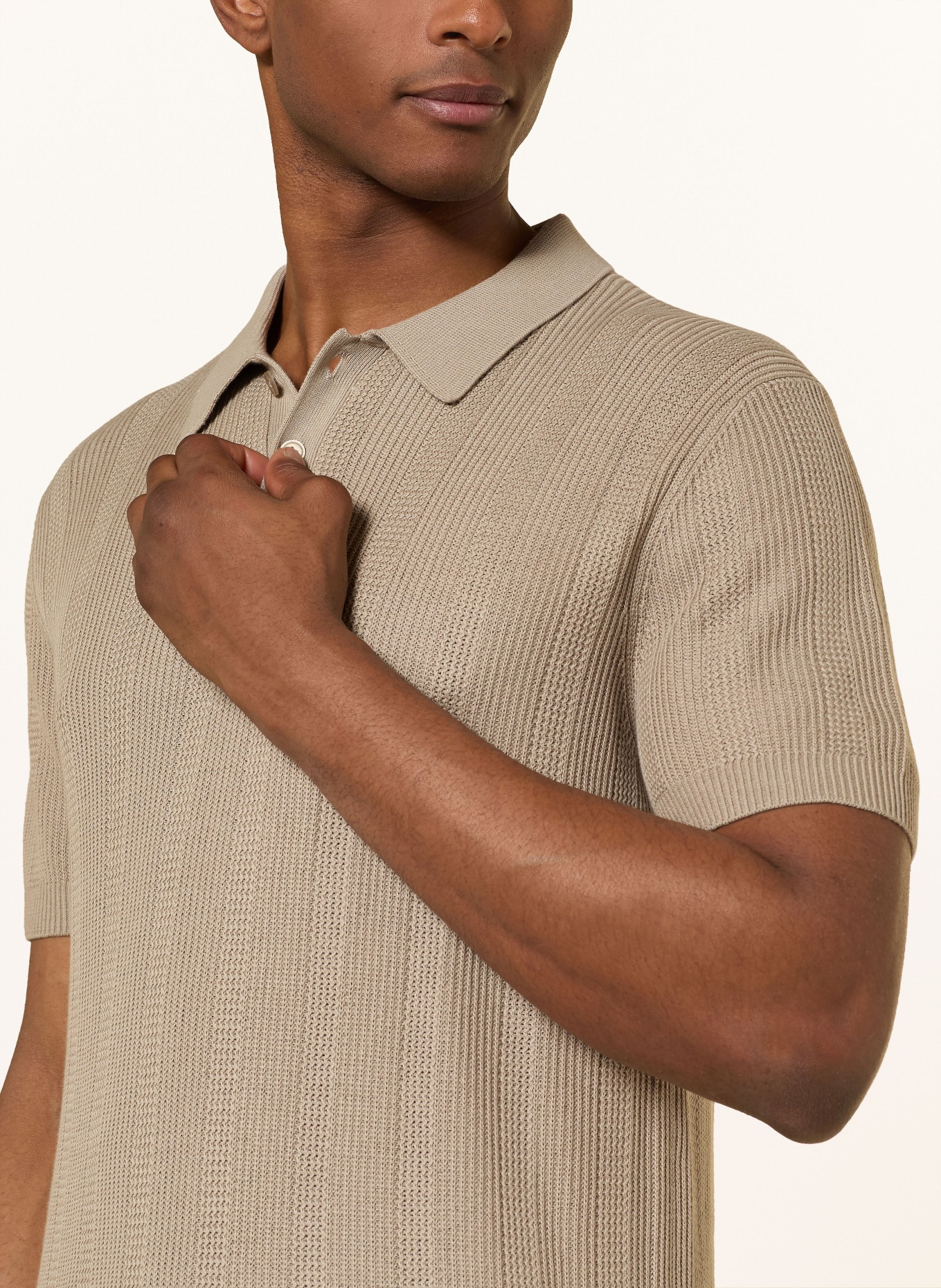 STROKESMAN'S Strick-Poloshirt: BEIGE