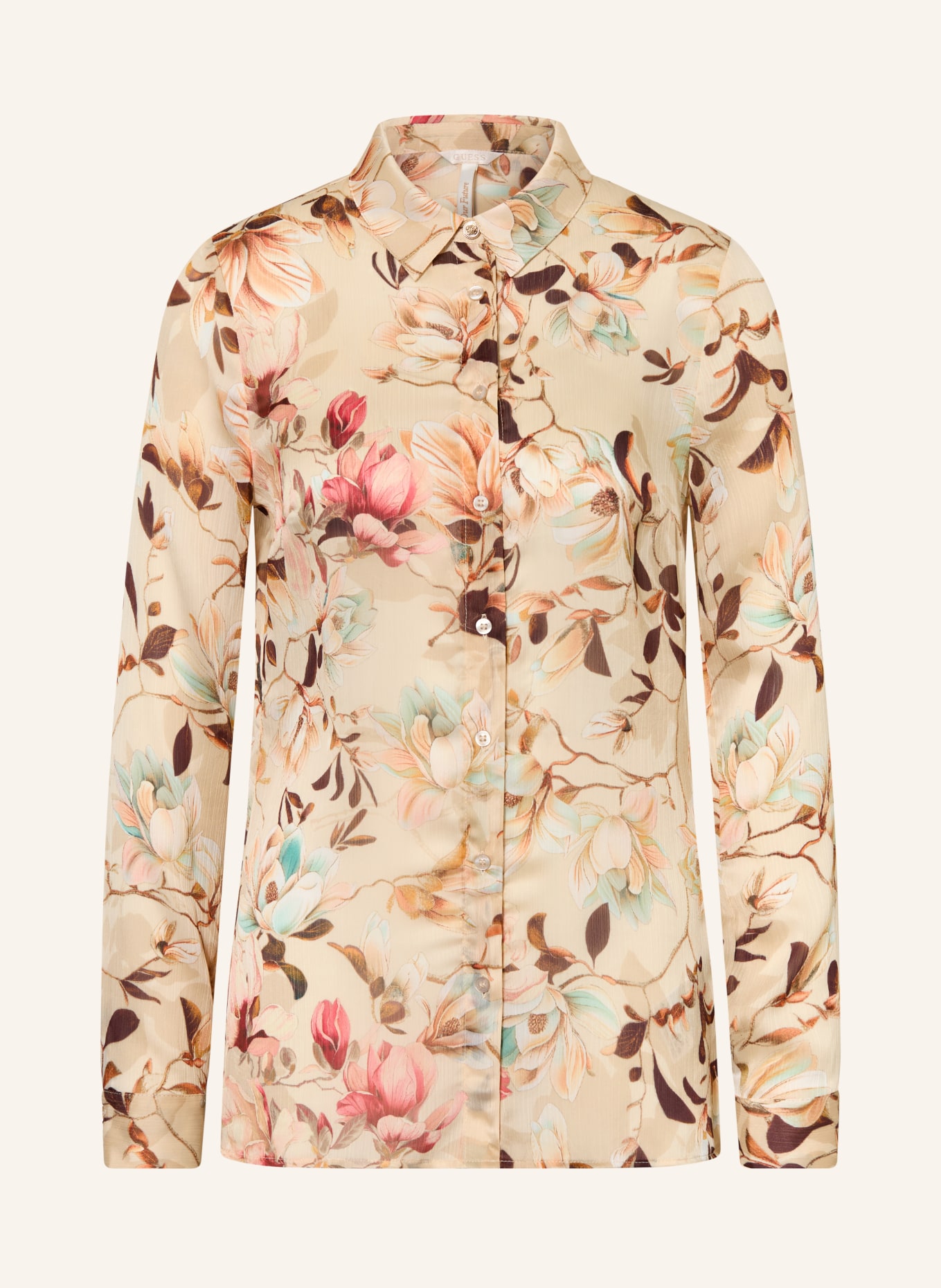 GUESS Košile CLOUIS: SVĚTLE HNĚDÁ / HNĚDÁ / RŮŽOVÁ