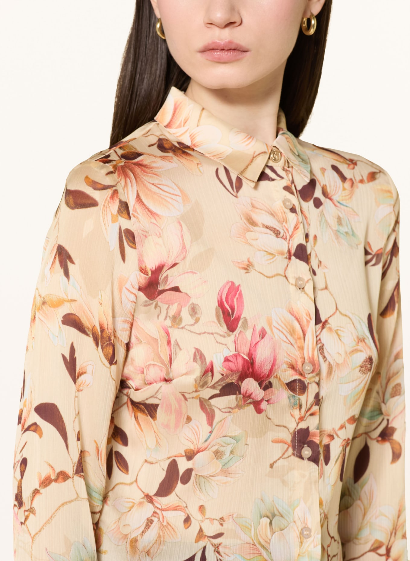 GUESS Košile CLOUIS: SVĚTLE HNĚDÁ / HNĚDÁ / RŮŽOVÁ