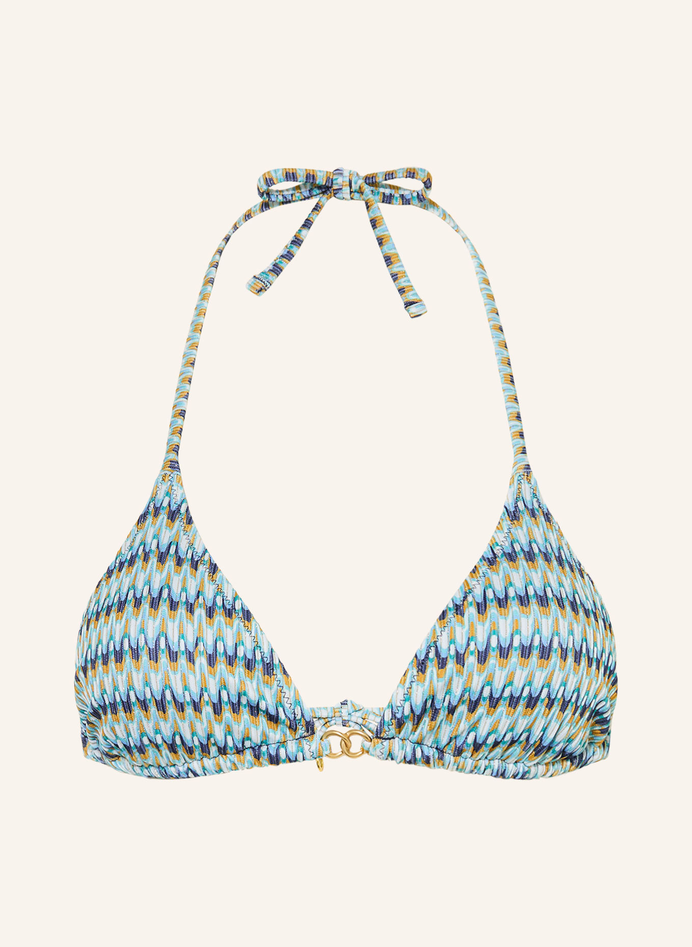 BANANA MOON COUTURE Trójkątny stanik bikini JOTRAO NEREA z błyszczącą nicią: TURKUSOWY / CIEMNOŻÓŁTY / GRANATOWY