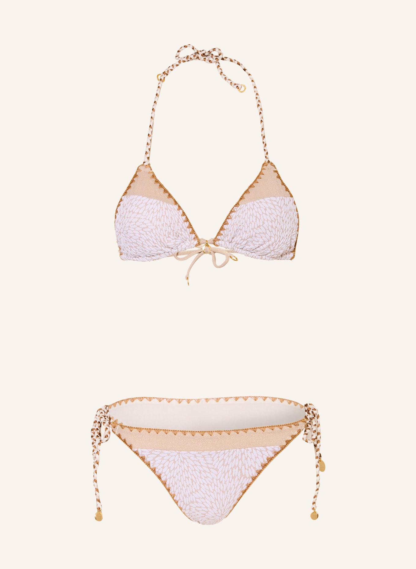 BANANA MOON COUTURE Triangel-Bikini BOSCOBLIKA AVEL mit Glitzergarn: CREME / CAMEL