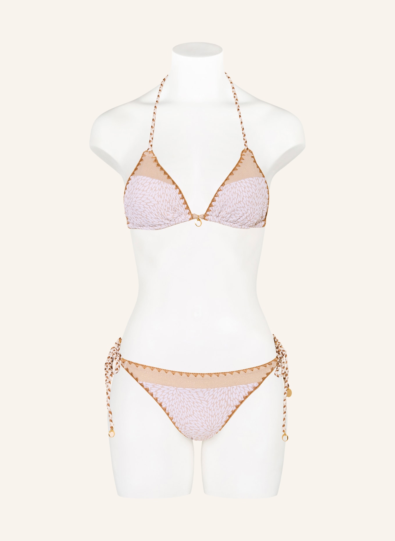 BANANA MOON COUTURE Triangel-Bikini BOSCOBLIKA AVEL mit Glitzergarn: CREME / CAMEL