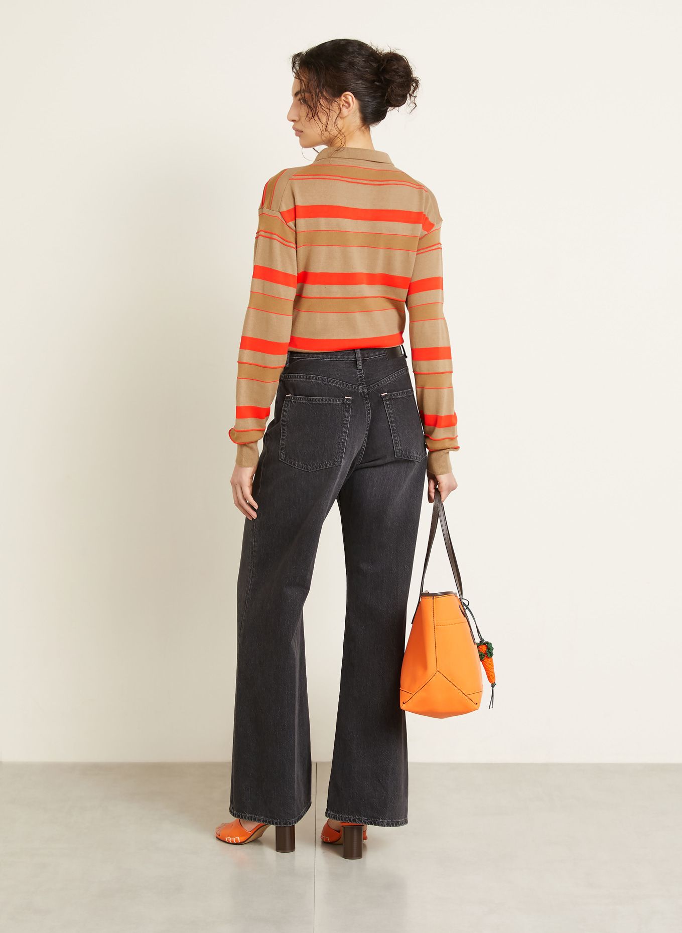 JW ANDERSON Strick-Poloshirt: BEIGE / TAUPE / ROT