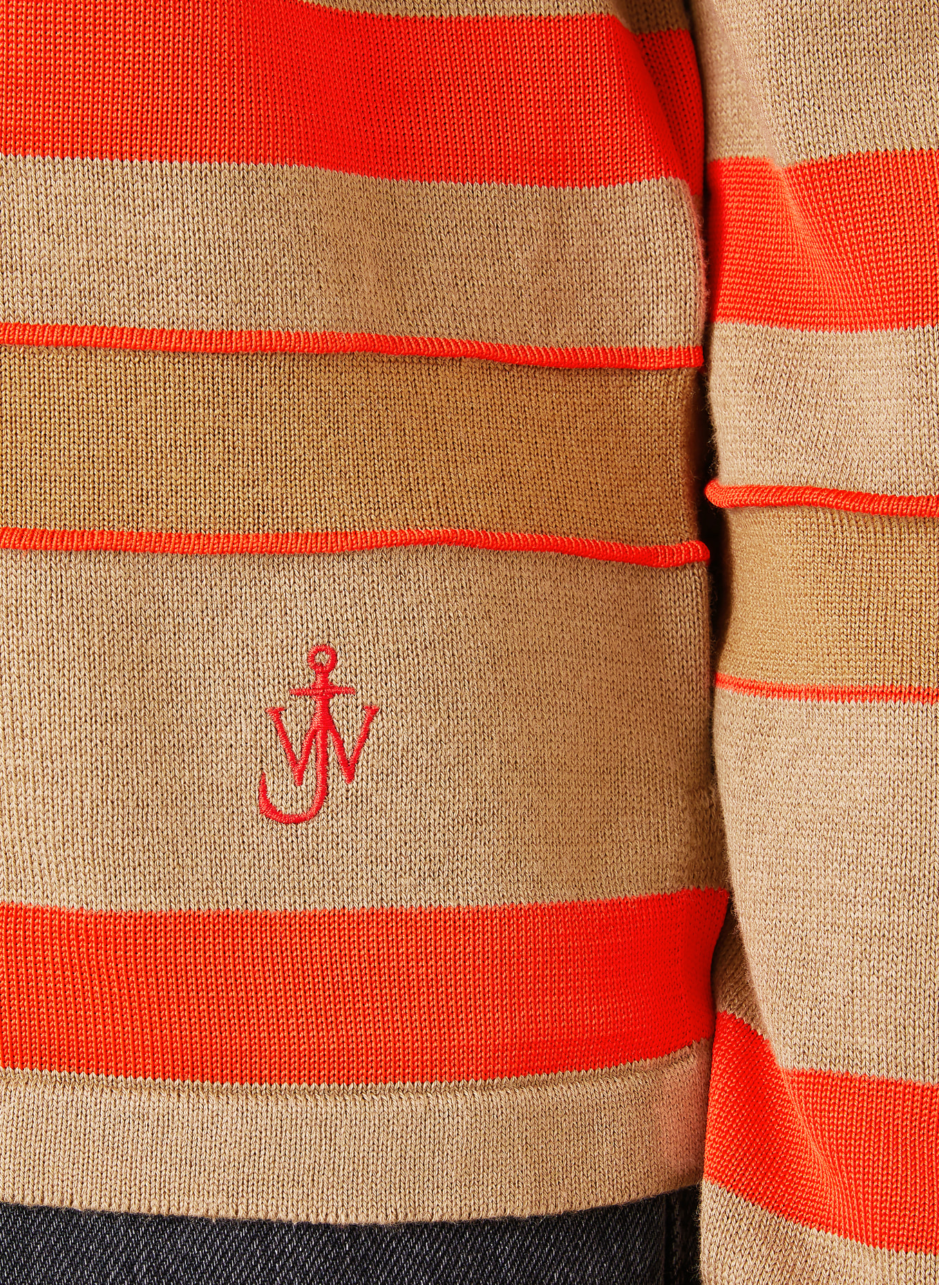 JW ANDERSON Strick-Poloshirt: BEIGE / TAUPE / ROT