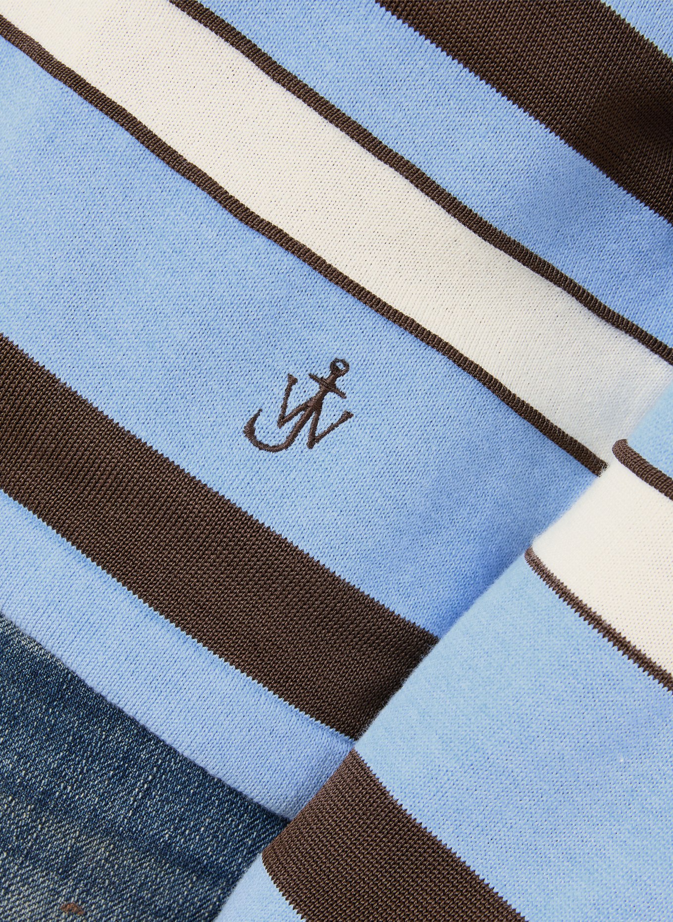JW ANDERSON Strick-Poloshirt: HELLBLAU / BRAUN / CREME
