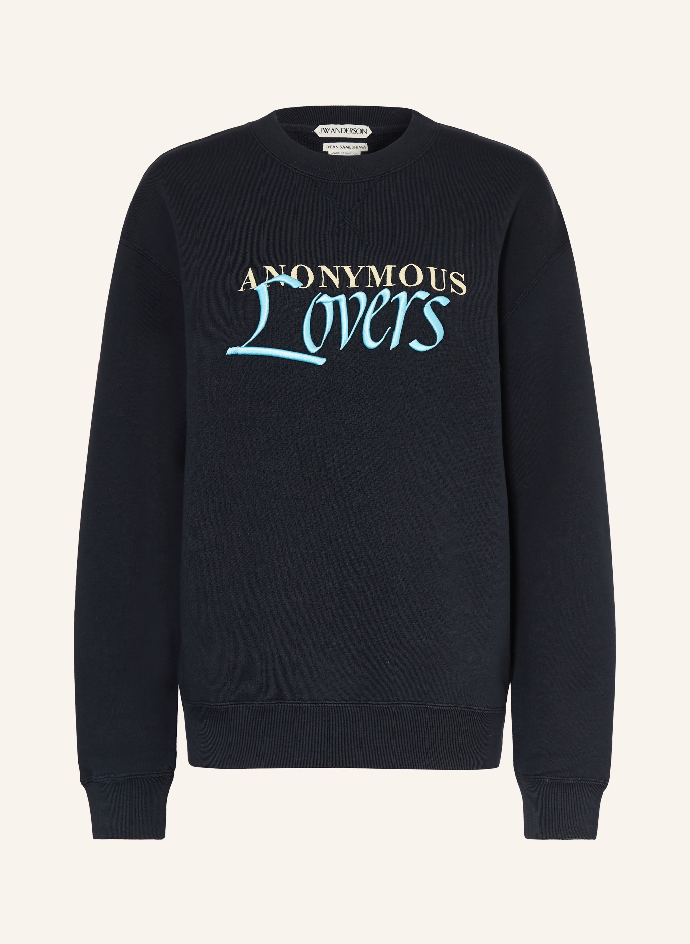 JW ANDERSON Oversized-Sweatshirt ANONYMOUS LOVERS: SCHWARZ / CREME / HELLBLAU