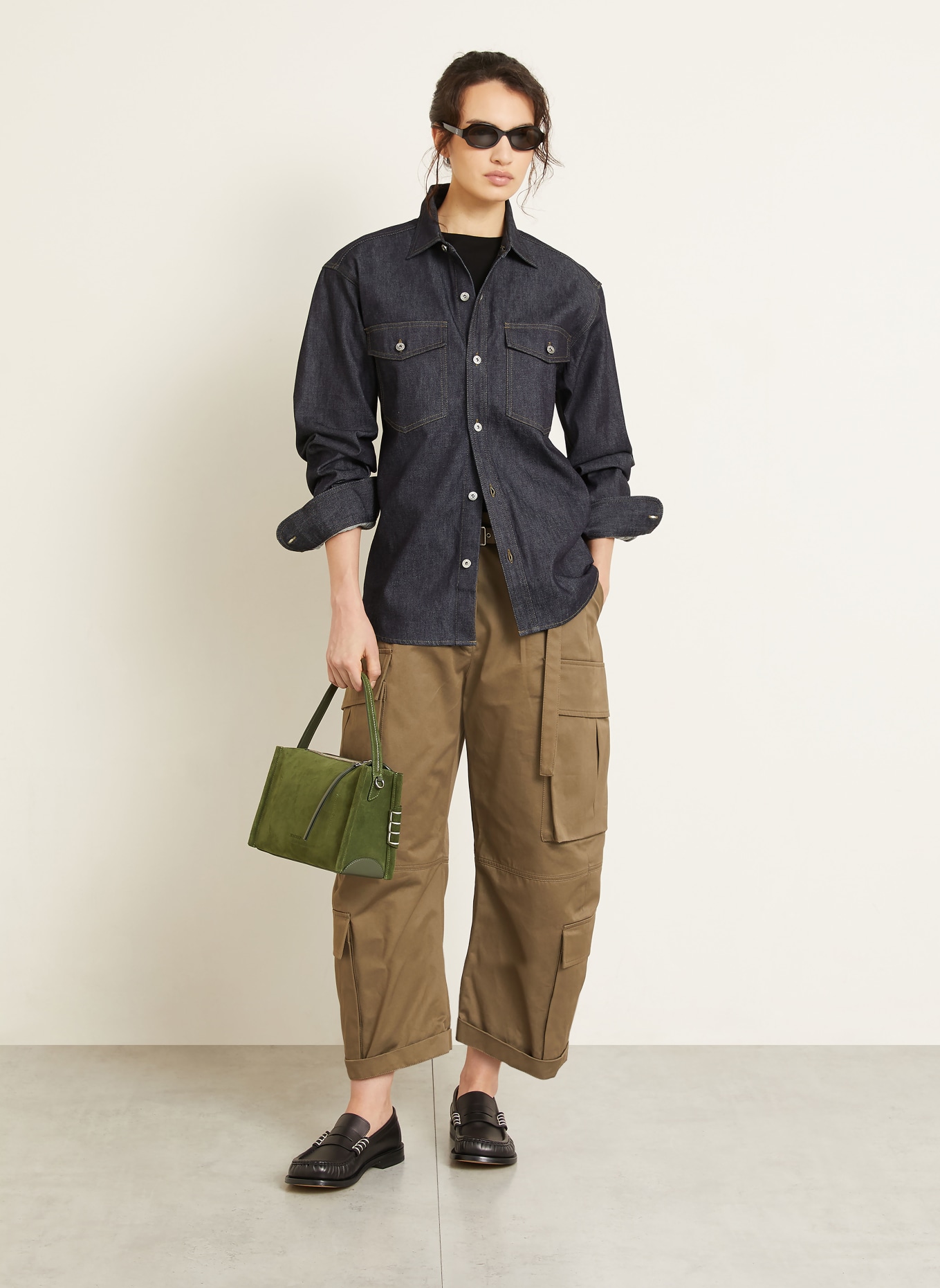 JW ANDERSON Oversized-Jeansbluse: DUNKELBLAU