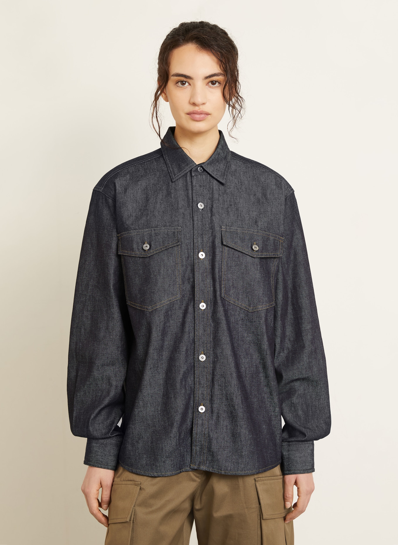 JW ANDERSON Oversized-Jeansbluse: DUNKELBLAU