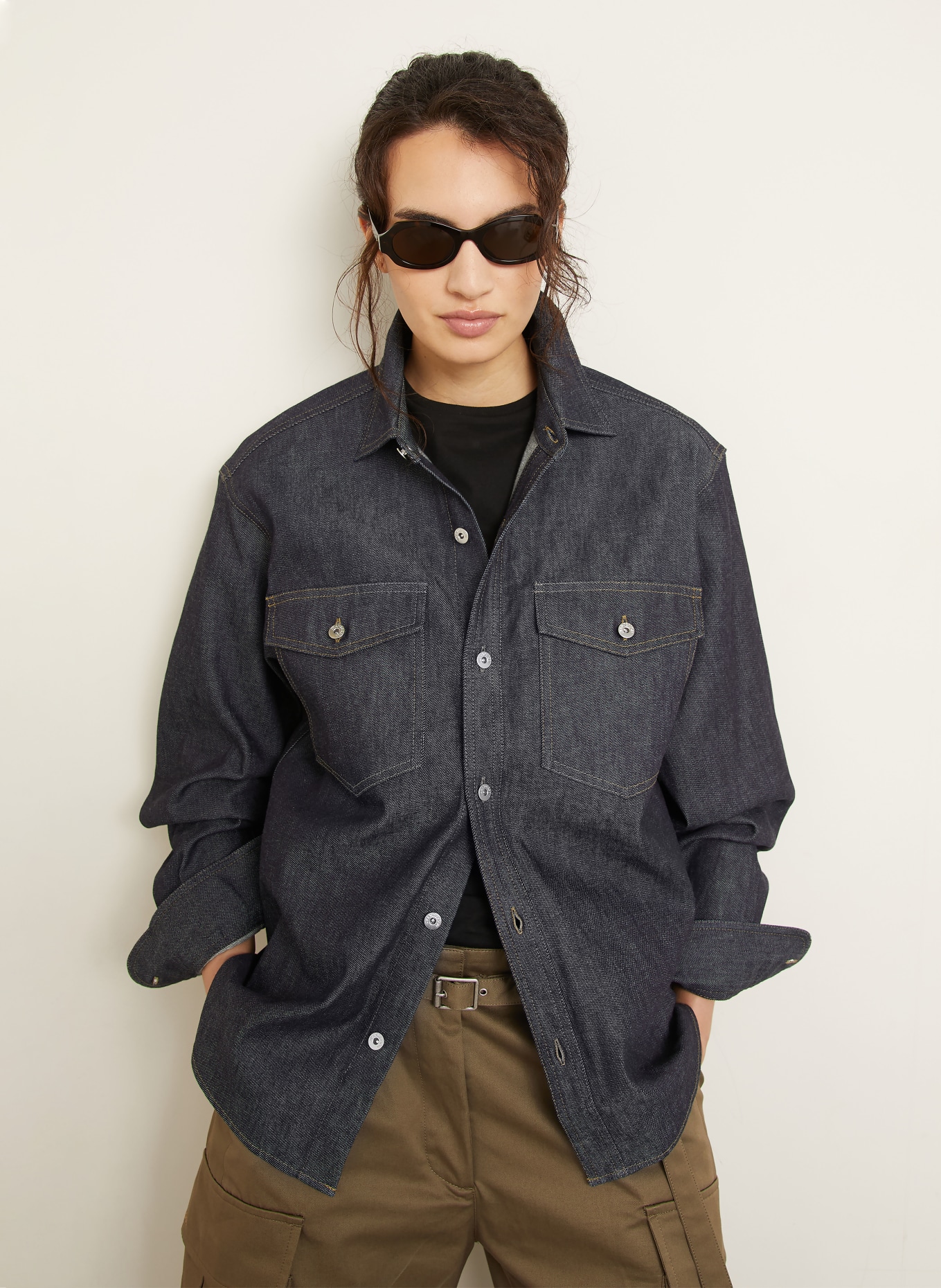 JW ANDERSON Oversized-Jeansbluse: DUNKELBLAU