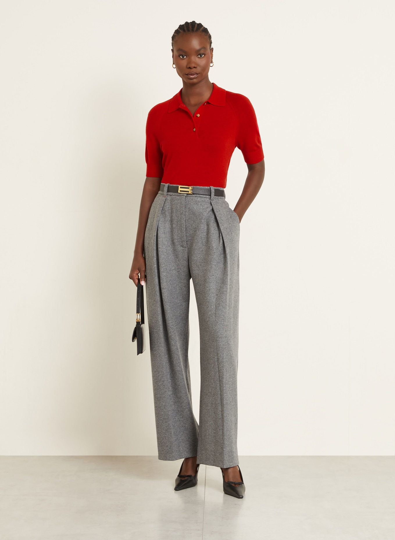 VICTORIA BECKHAM Strick-Poloshirt: ROT