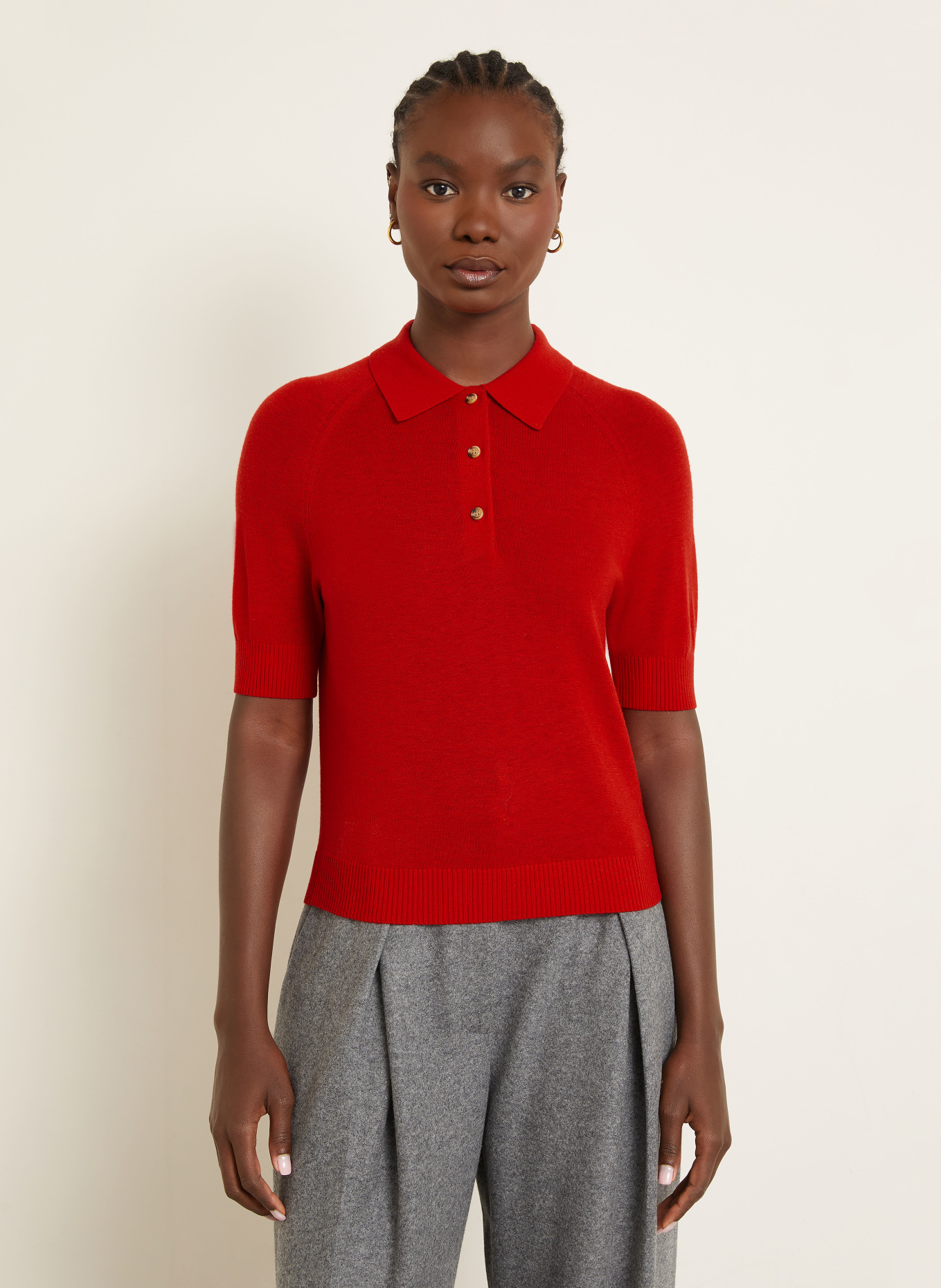 VICTORIA BECKHAM Strick-Poloshirt: ROT