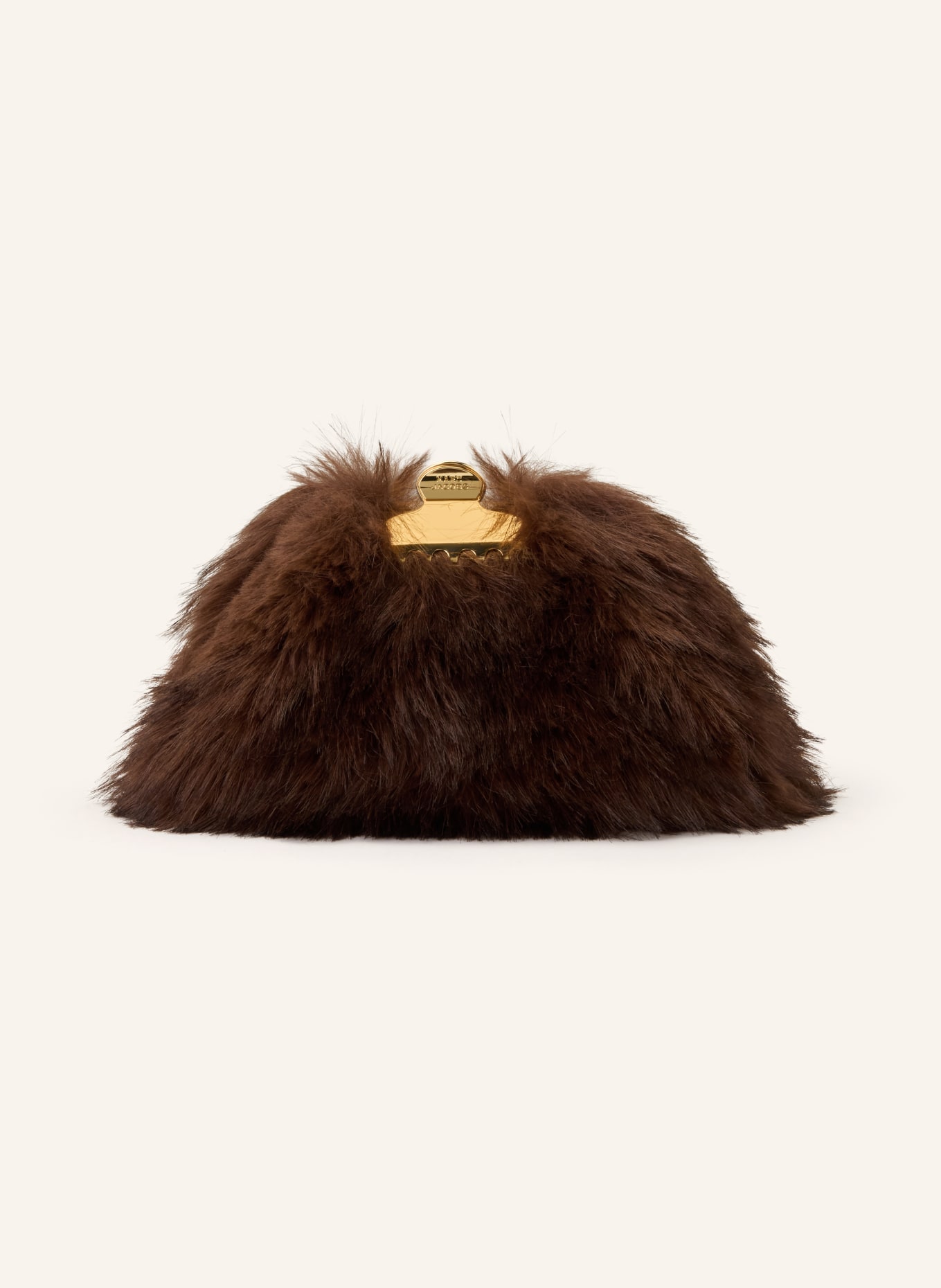 MARC JACOBS Clutch THE SMALL CLAW CLIP CLUTCH FAUX FUR z umělé kožešiny: HNĚDÁ / ZLATÁ