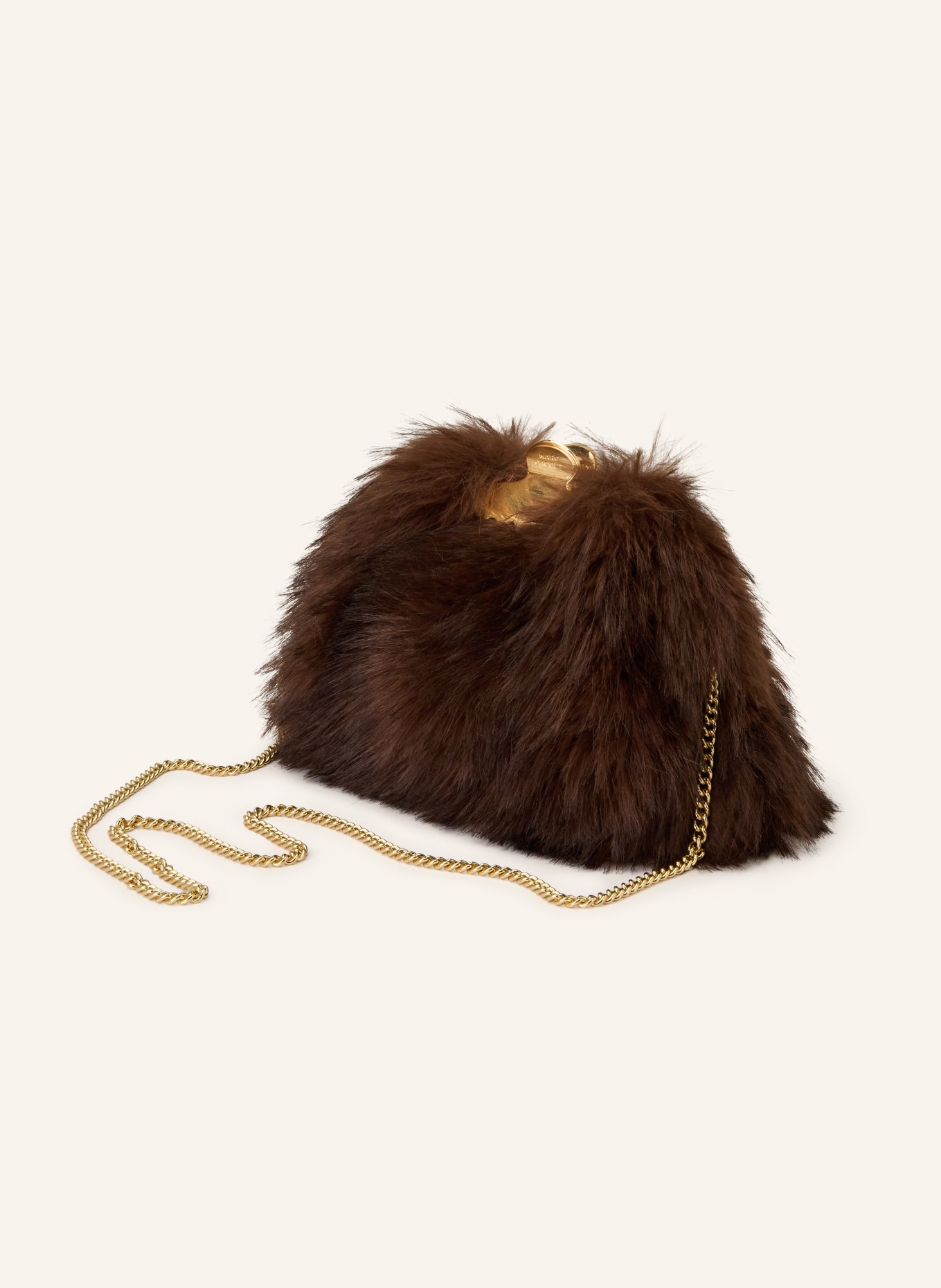 MARC JACOBS Clutch THE SMALL CLAW CLIP CLUTCH FAUX FUR z umělé kožešiny: HNĚDÁ / ZLATÁ
