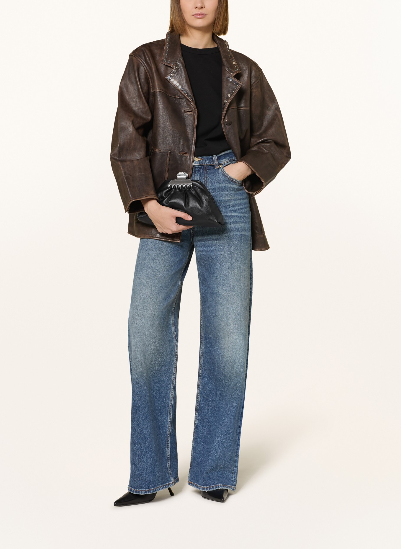 MARC JACOBS Pochette THE GLAM SMALL CLUTCH BAG: NOIR / ARGENT