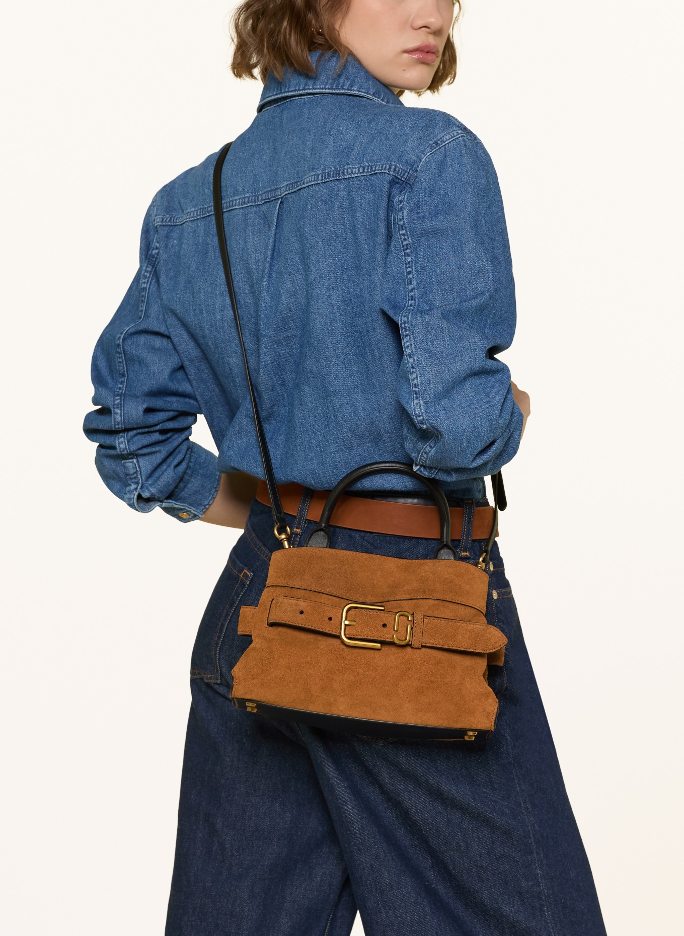 MARC JACOBS Sac à main THE DAKOTA SMALL SATCHEL BAG: MARRON / OR / NOIR