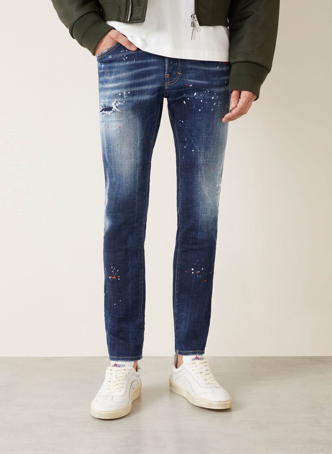 DSQUARED2 Destroyed Jeans Extra Slim Fit: 470 NAVY BLUE