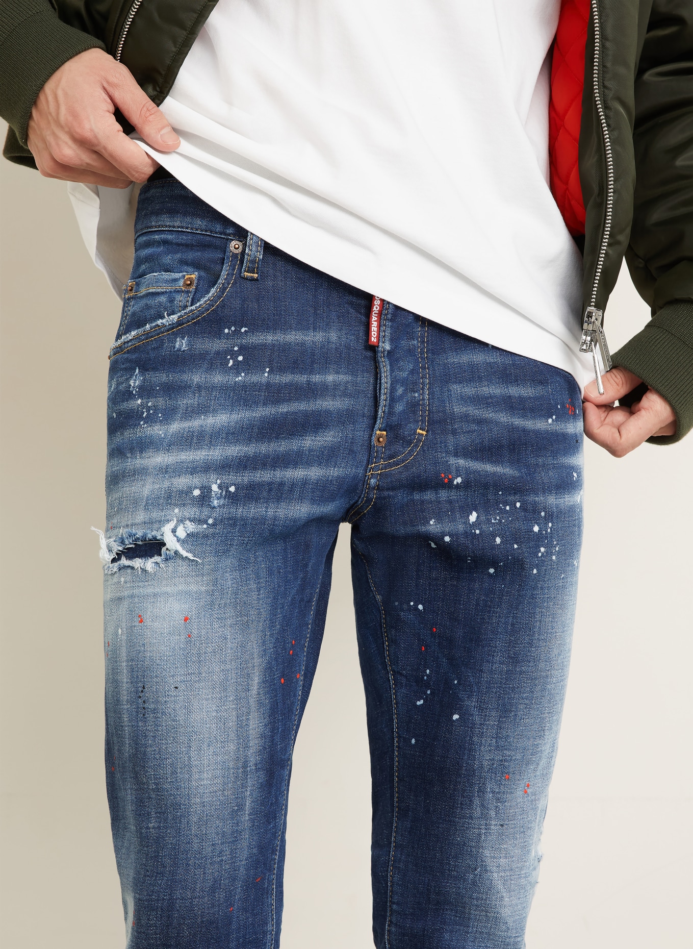 DSQUARED2 Destroyed Jeans Extra Slim Fit: 470 NAVY BLUE