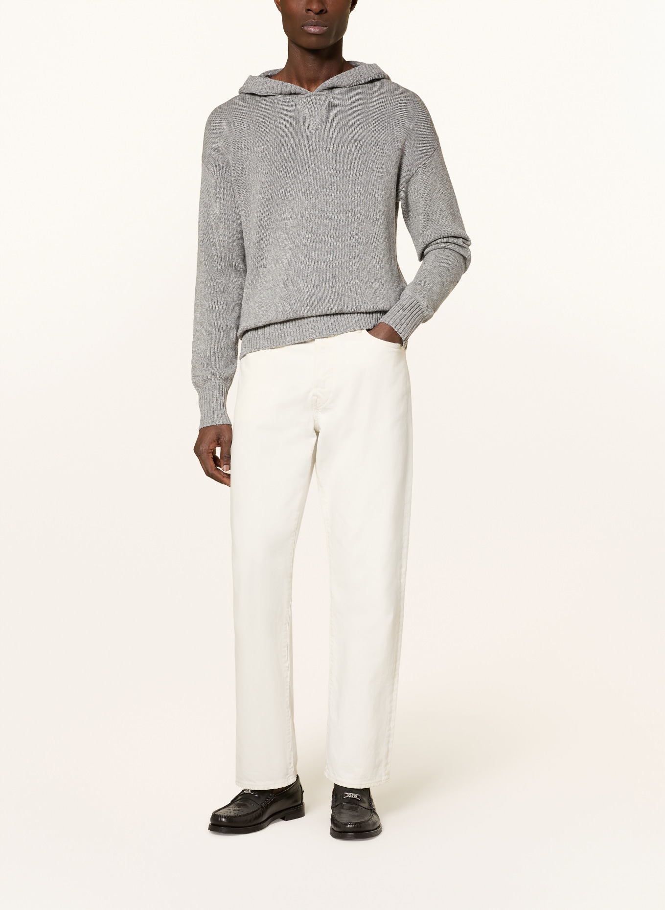 FTC CASHMERE Strick-Hoodiemit Cashmere: GRAU