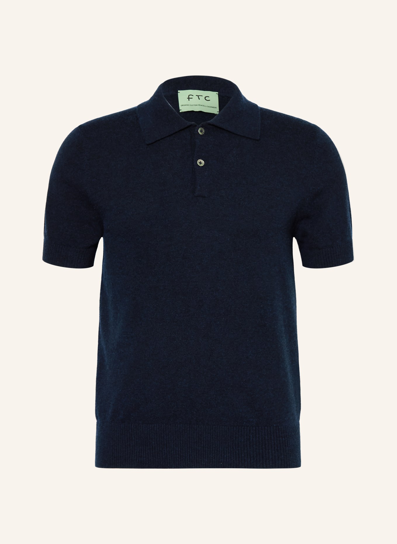 FTC CASHMERE Strick-Poloshirt: DUNKELBLAU