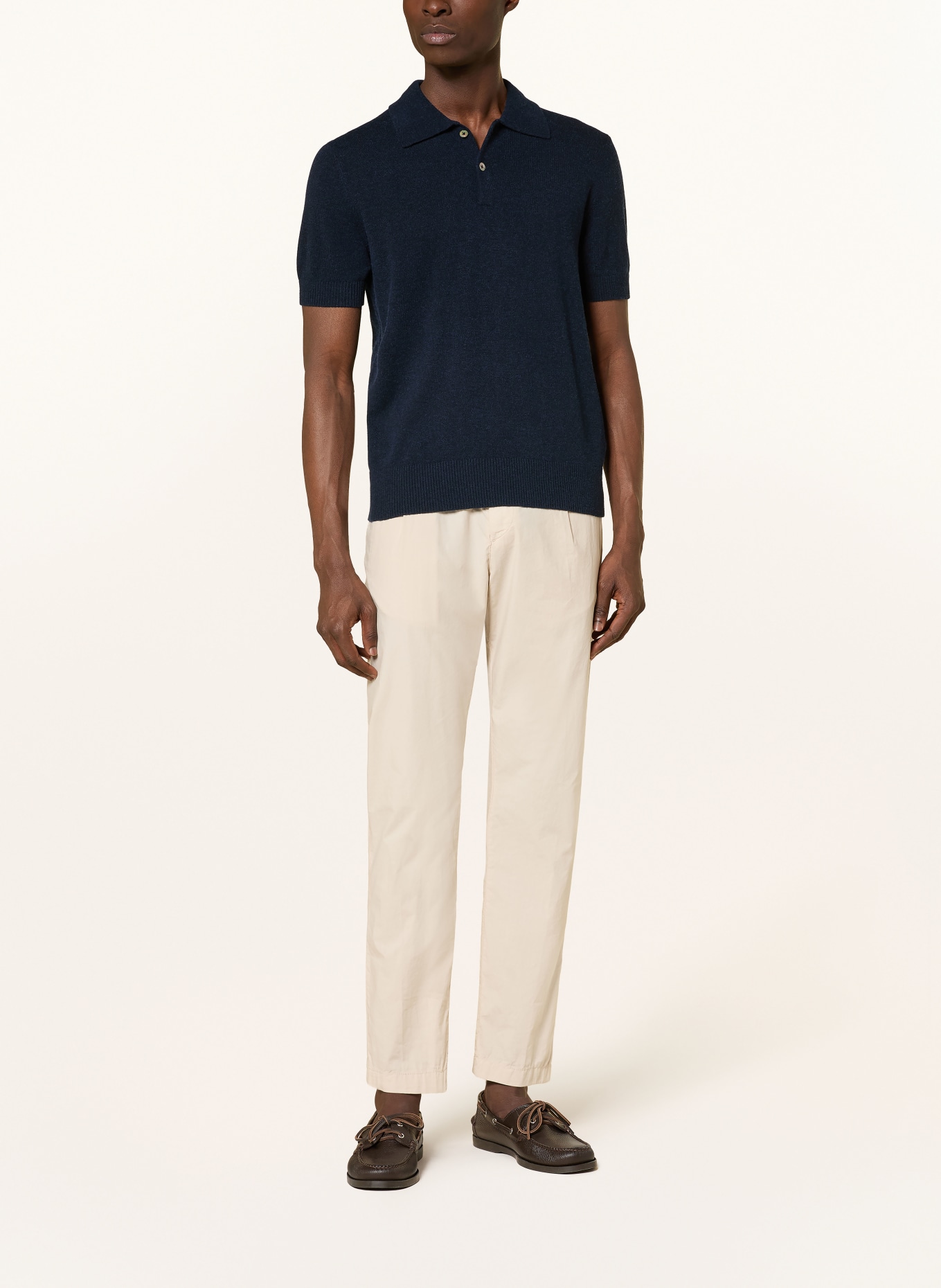 FTC CASHMERE Strick-Poloshirt: DUNKELBLAU