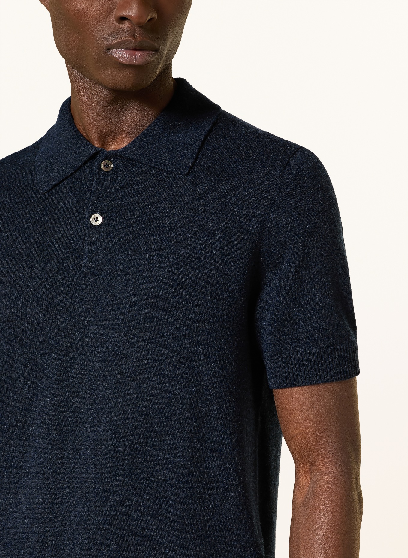 FTC CASHMERE Strick-Poloshirt: DUNKELBLAU