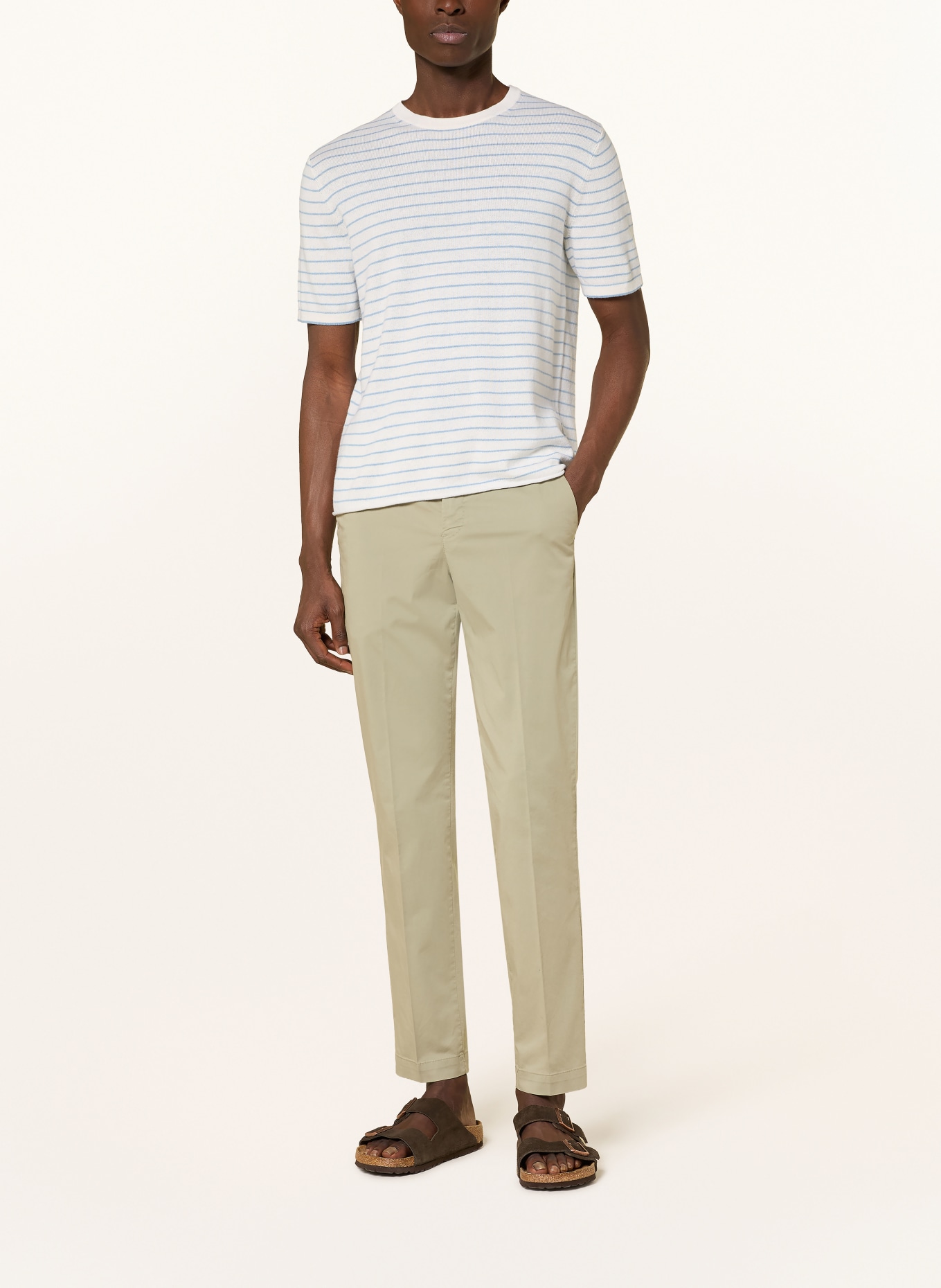 FTC CASHMERE Strickshirt: WEISS / HELLBLAU