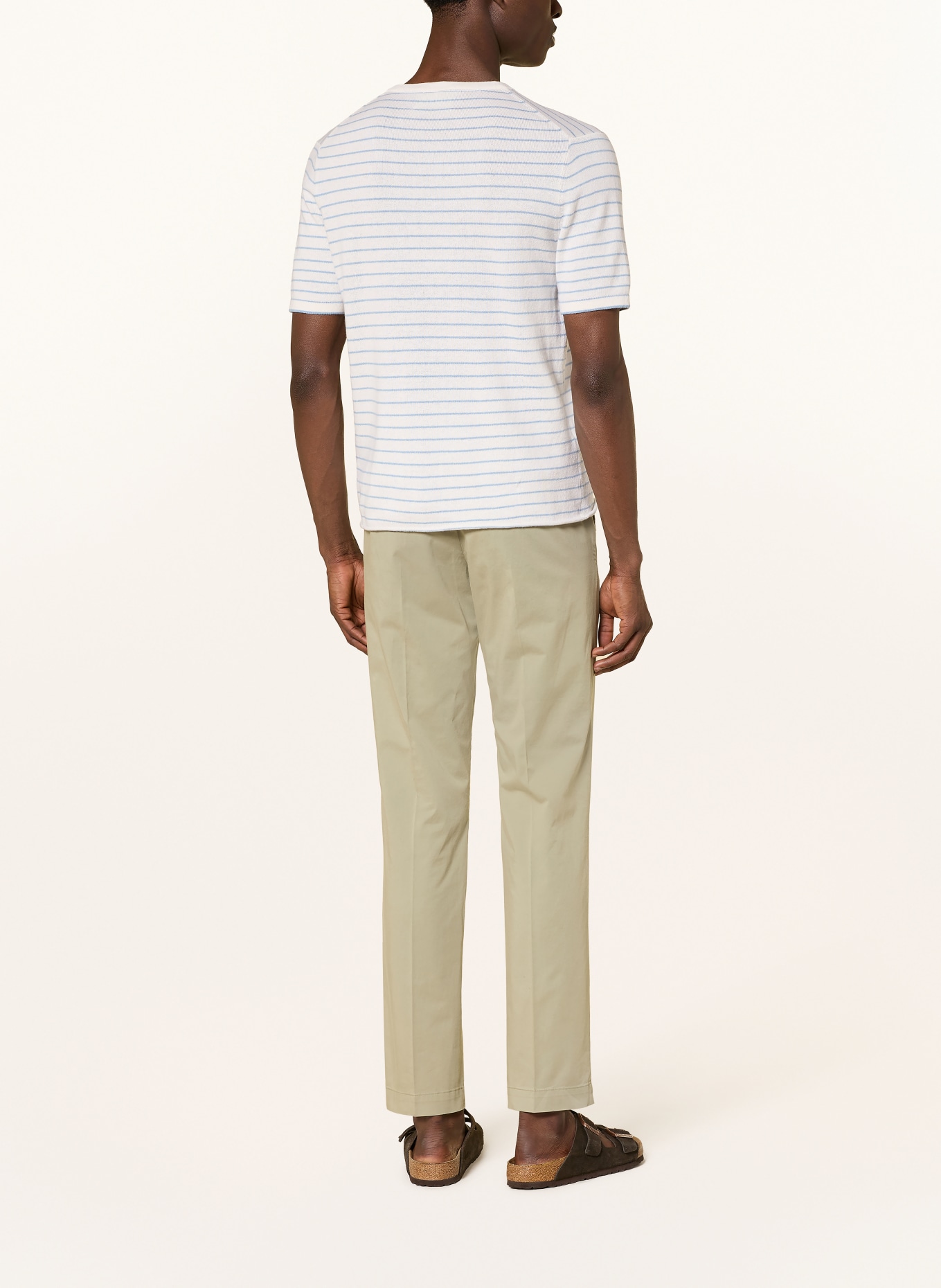 FTC CASHMERE Strickshirt: WEISS / HELLBLAU