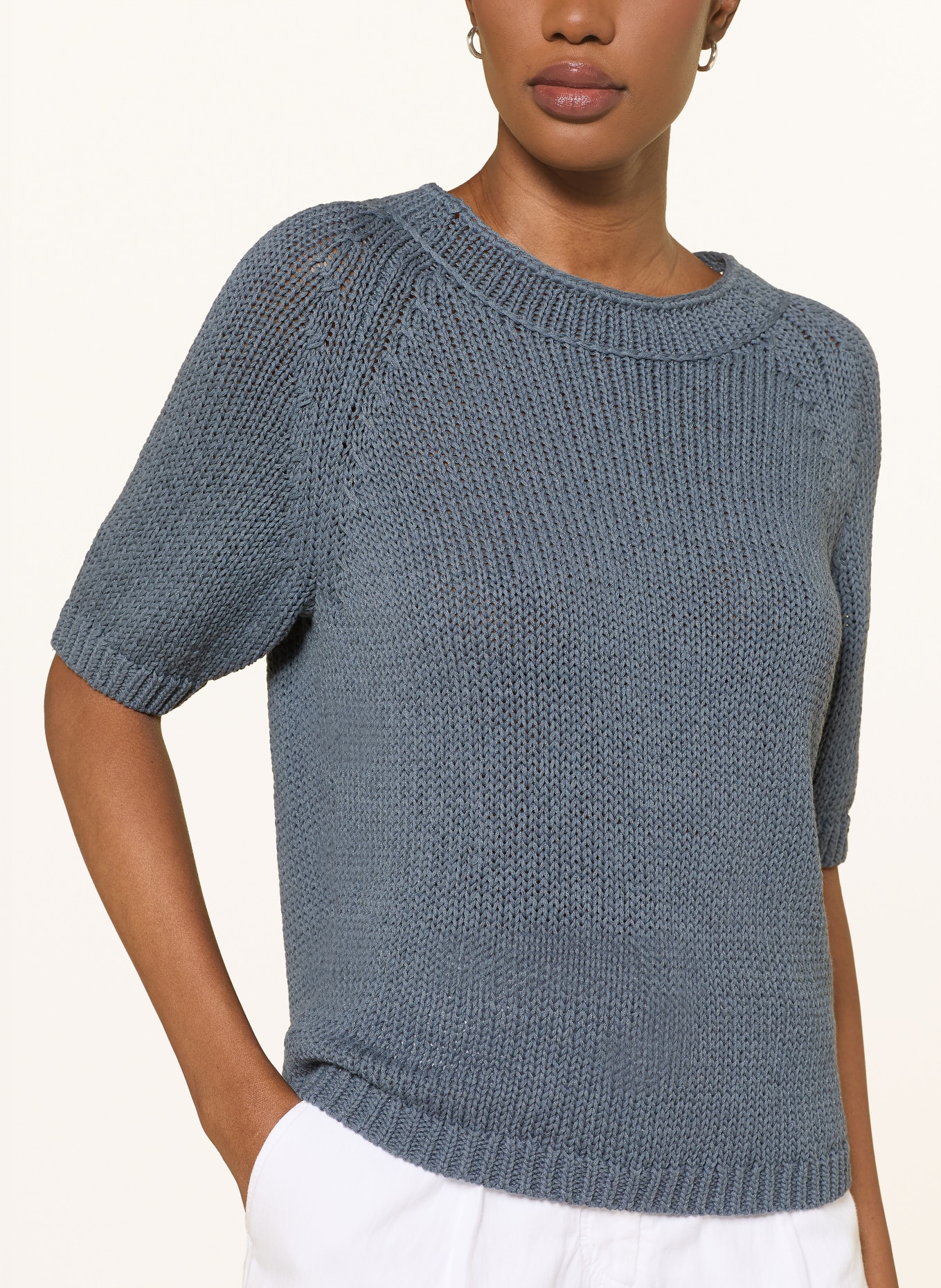 LUISA CERANO gebreid shirt: BLAUWGRIJS