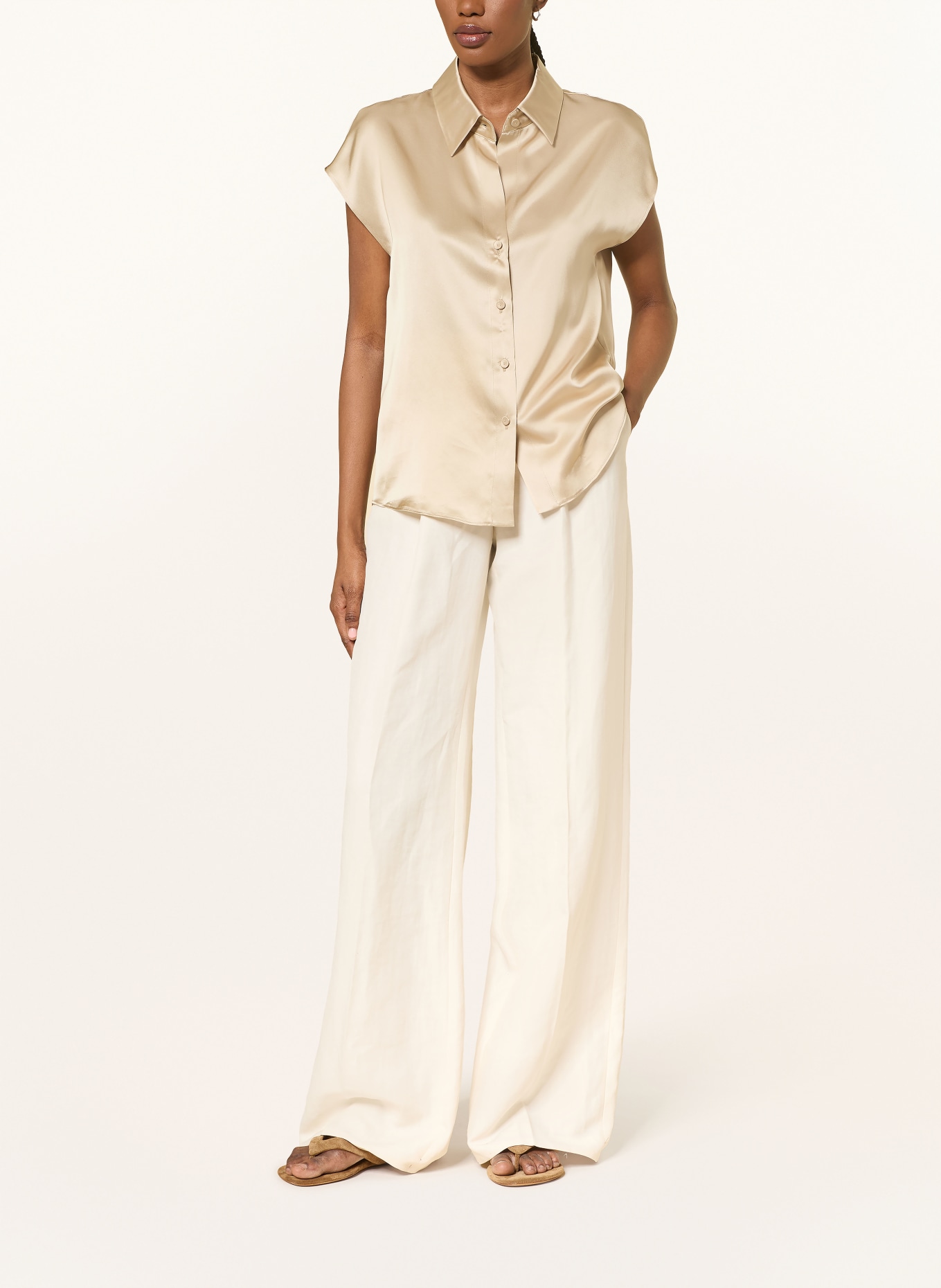 LUISA CERANO Hedvábná košile: BÉŽOVÁ