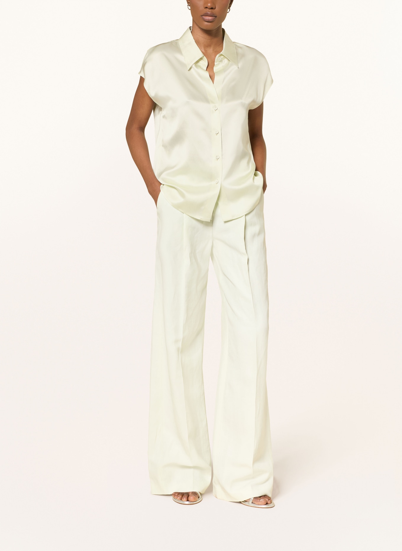 LUISA CERANO Hedvábná košile: SVĚTLE ZELENÁ