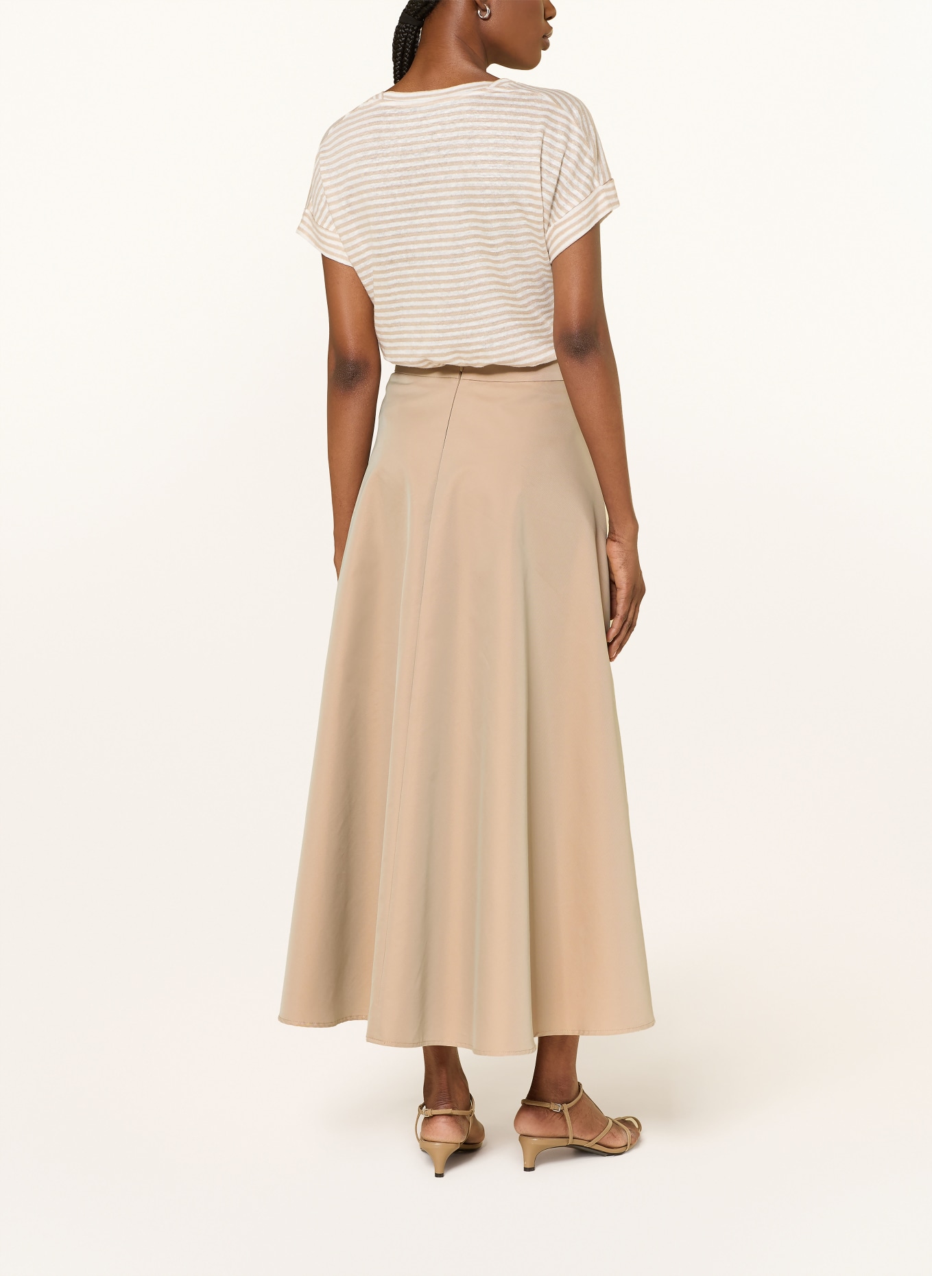 LUISA CERANO Strickshirt aus Leinen: BEIGE / WEISS