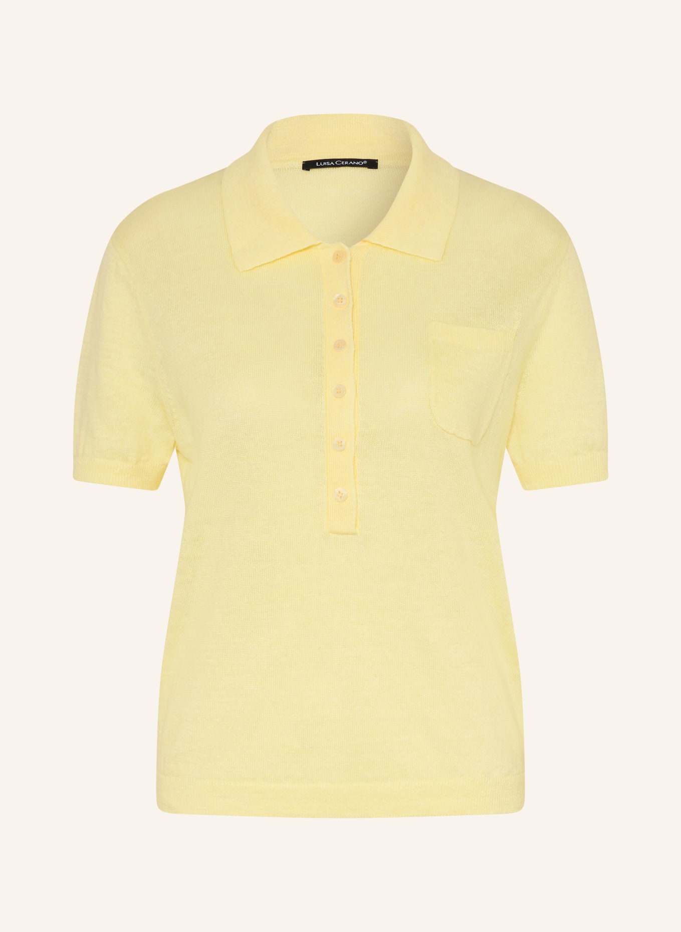 LUISA CERANO Pletené polo tričko z lnu: ŽLUTÁ