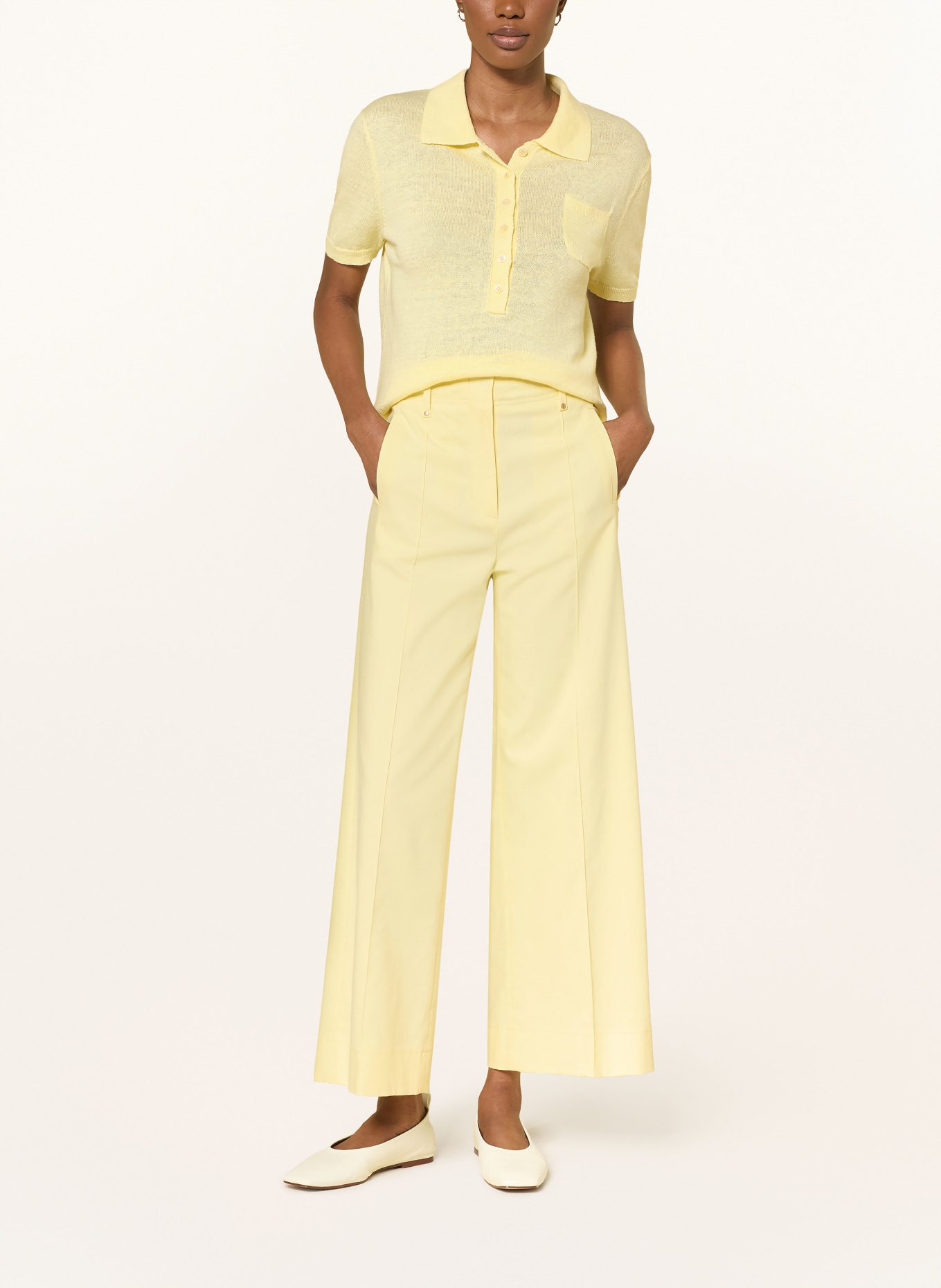 LUISA CERANO Pletené polo tričko z lnu: ŽLUTÁ