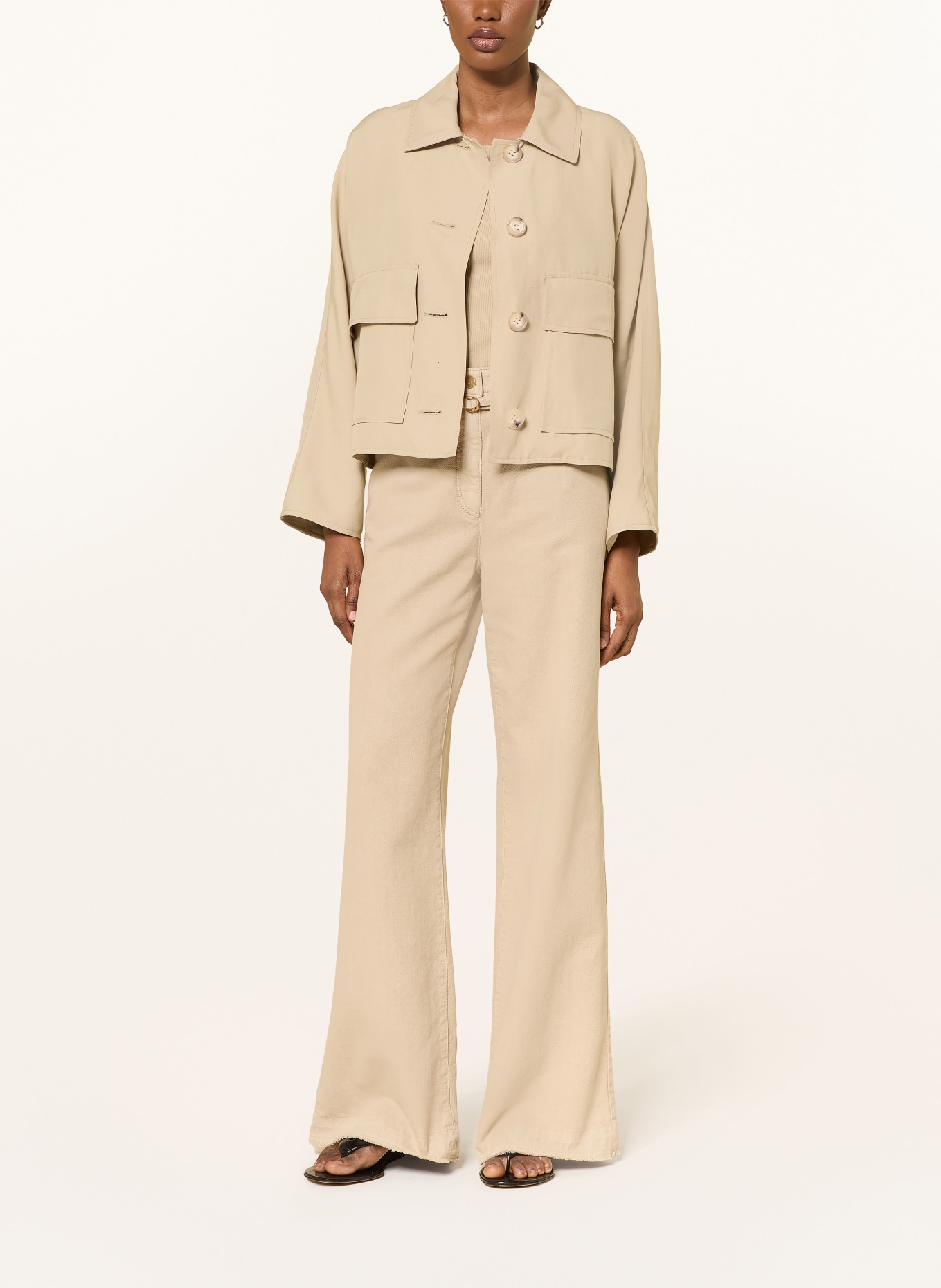 LUISA CERANO Boxy jacket with linen: BEIGE