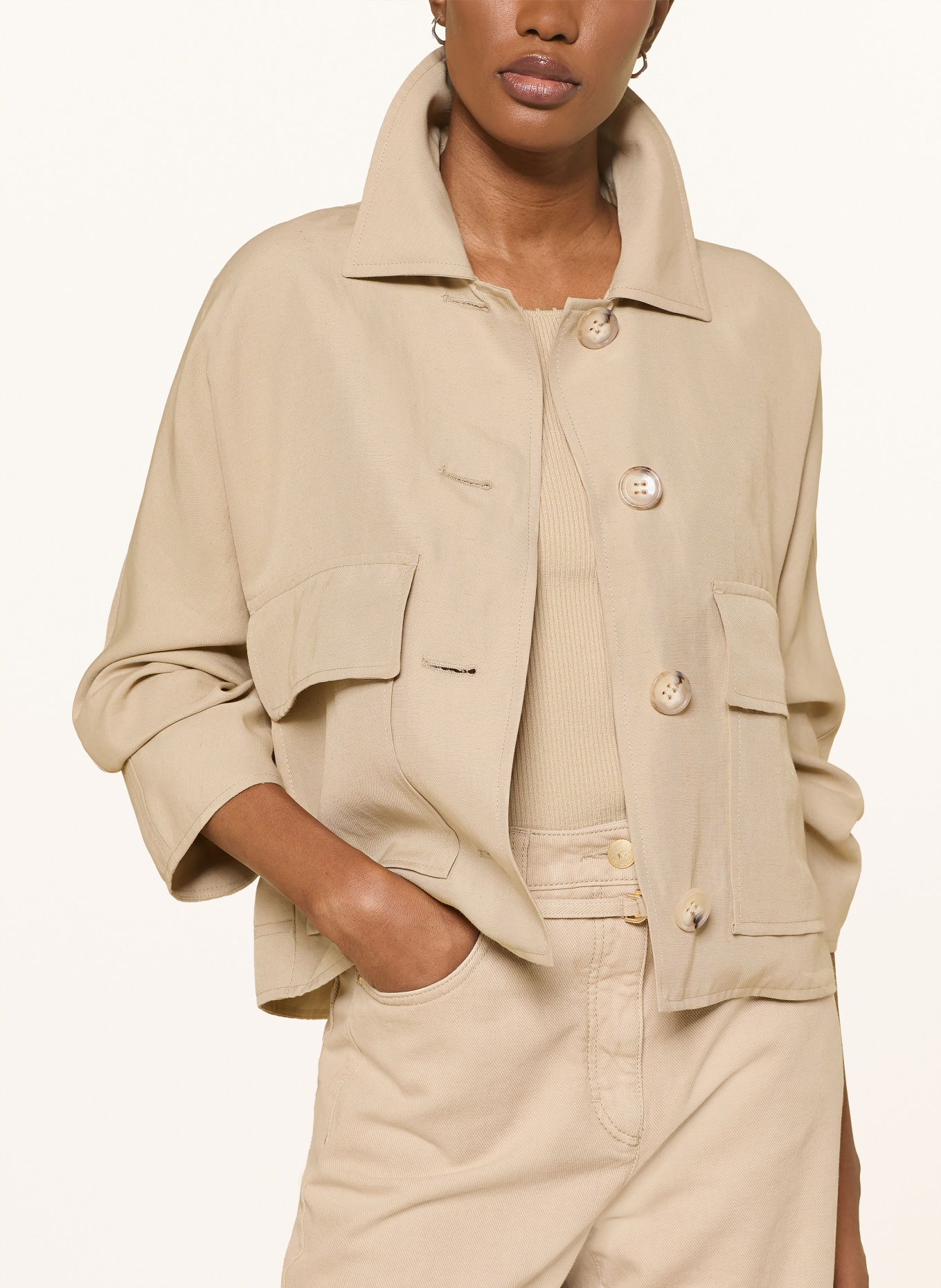 LUISA CERANO Boxy jacket with linen: BEIGE