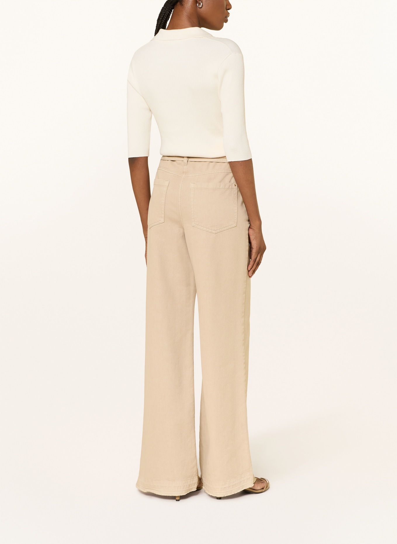 LUISA CERANO Strick-Poloshirt mit 3/4-Arm: CREME