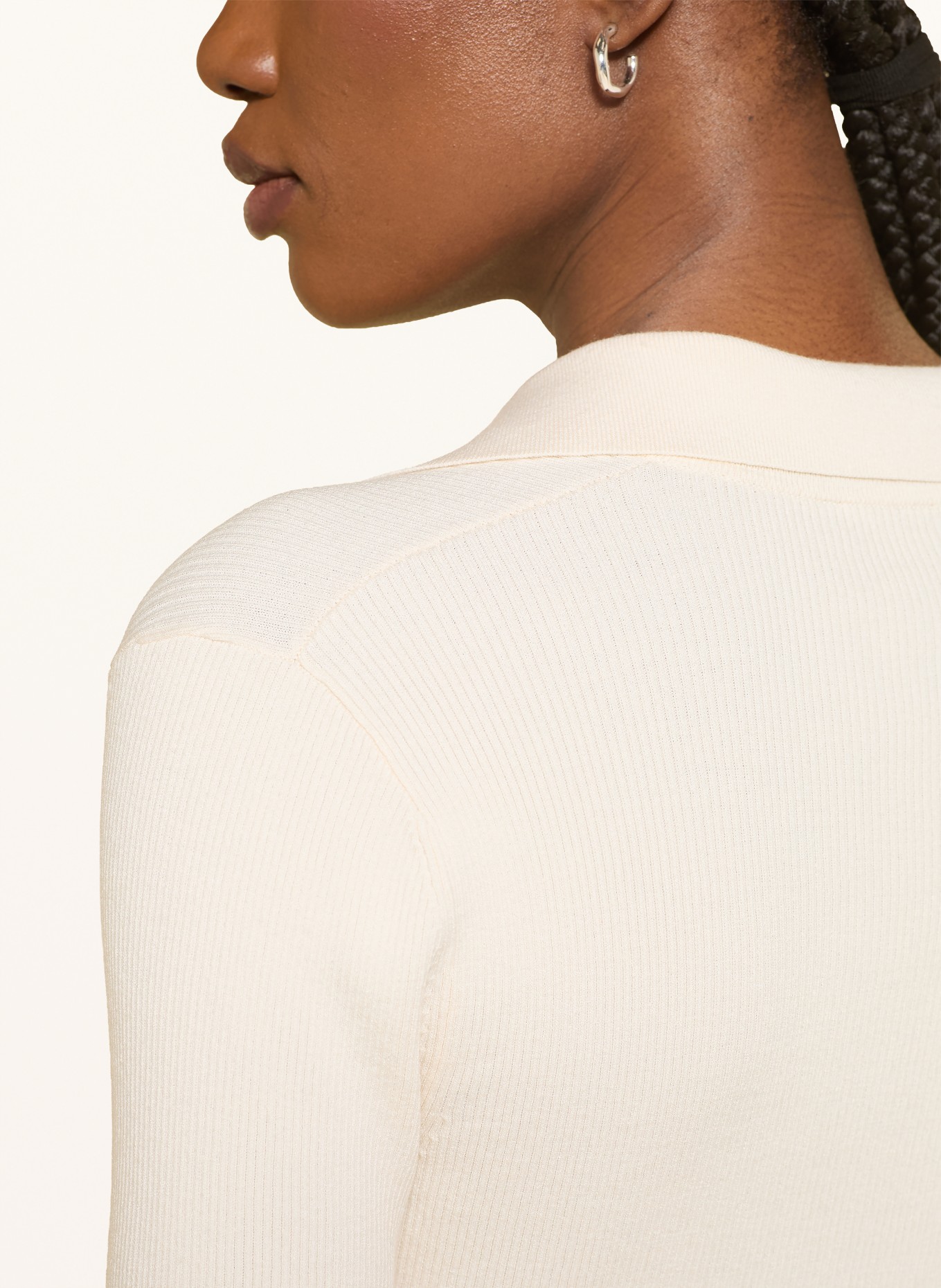 LUISA CERANO Strick-Poloshirt mit 3/4-Arm: CREME