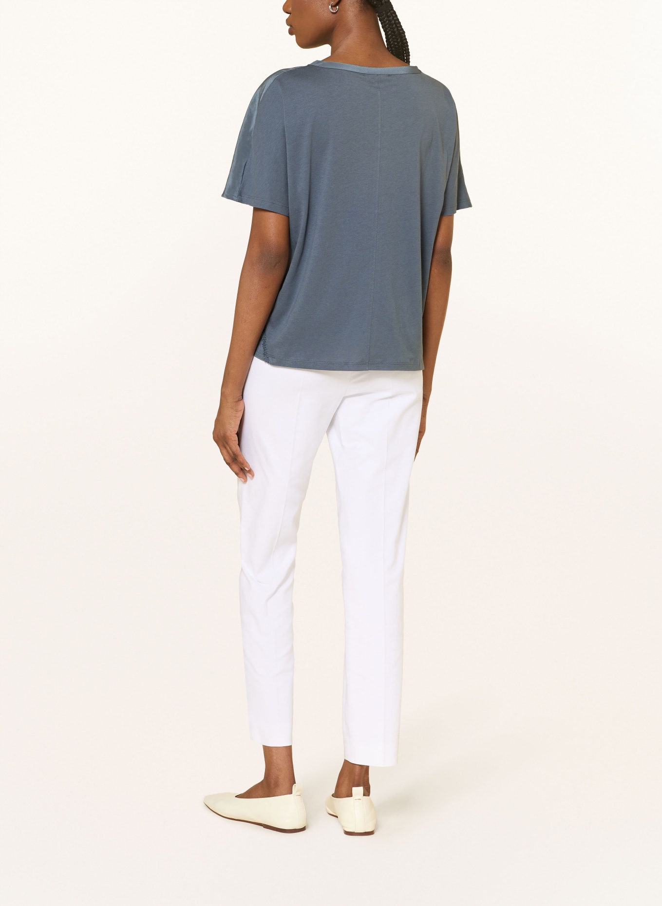 LUISA CERANO Blouse-shirt in verschillende materialen: DONKERBLAUW