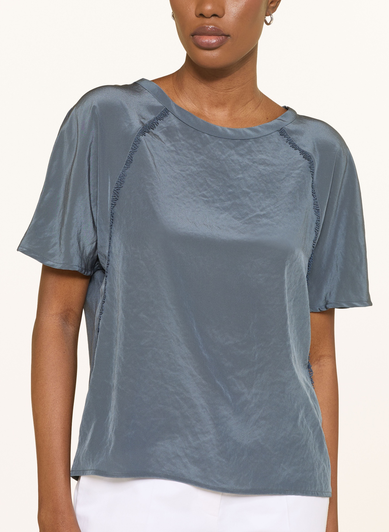 LUISA CERANO Blouse-shirt in verschillende materialen: DONKERBLAUW