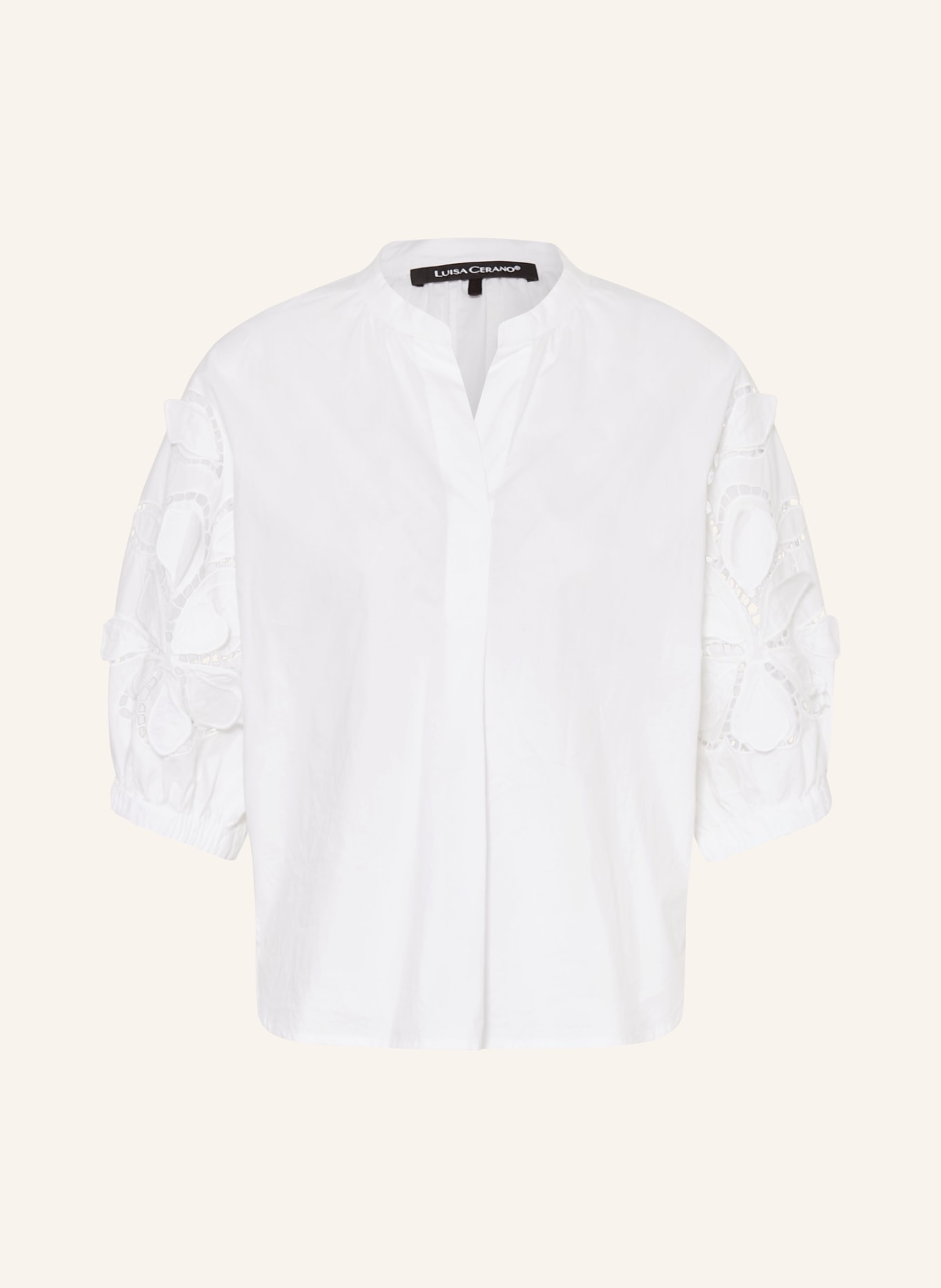 LUISA CERANO Bluzka z koronką z otworami: BIAŁY