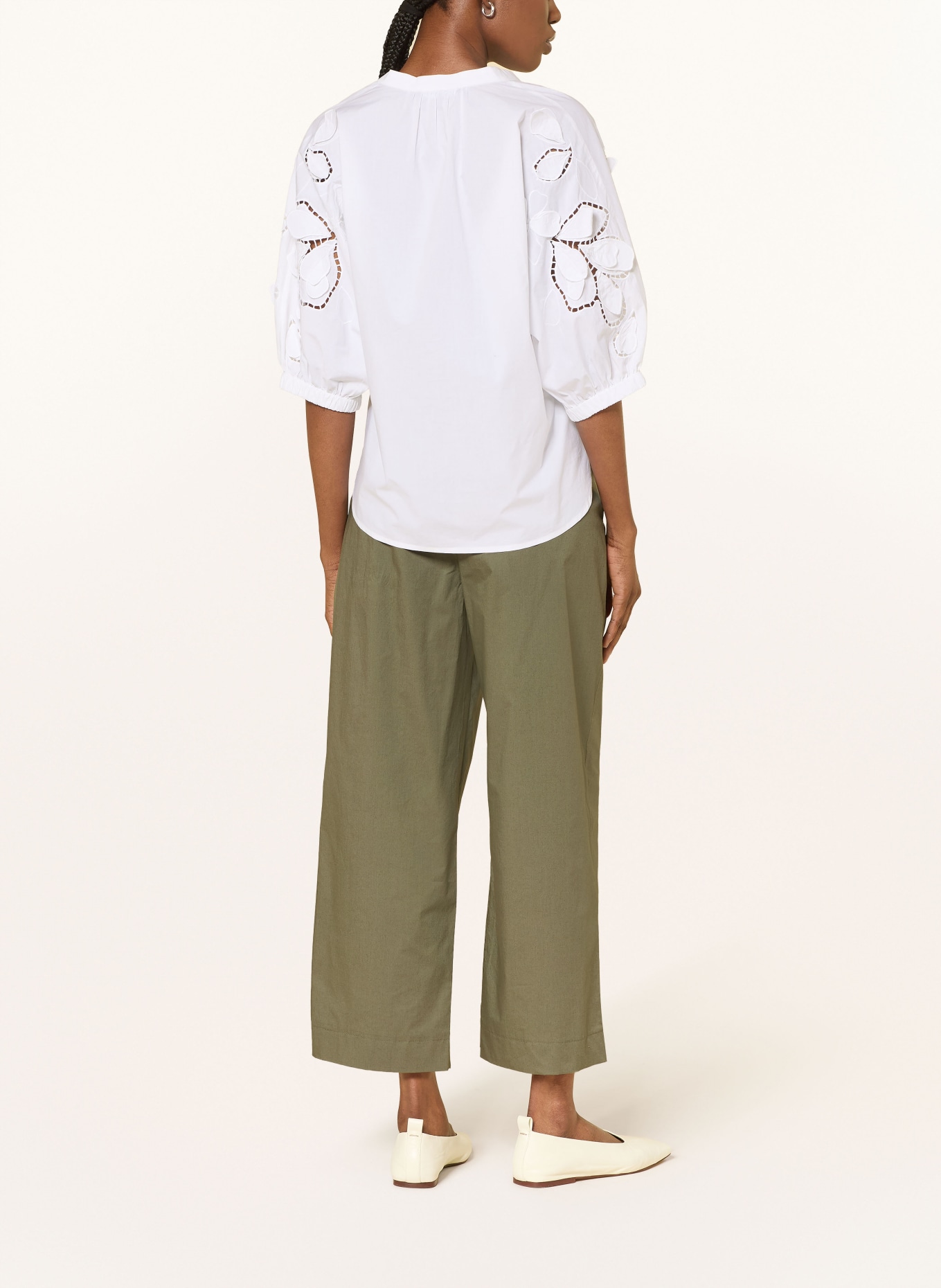 LUISA CERANO Bluzka z koronką z otworami: BIAŁY